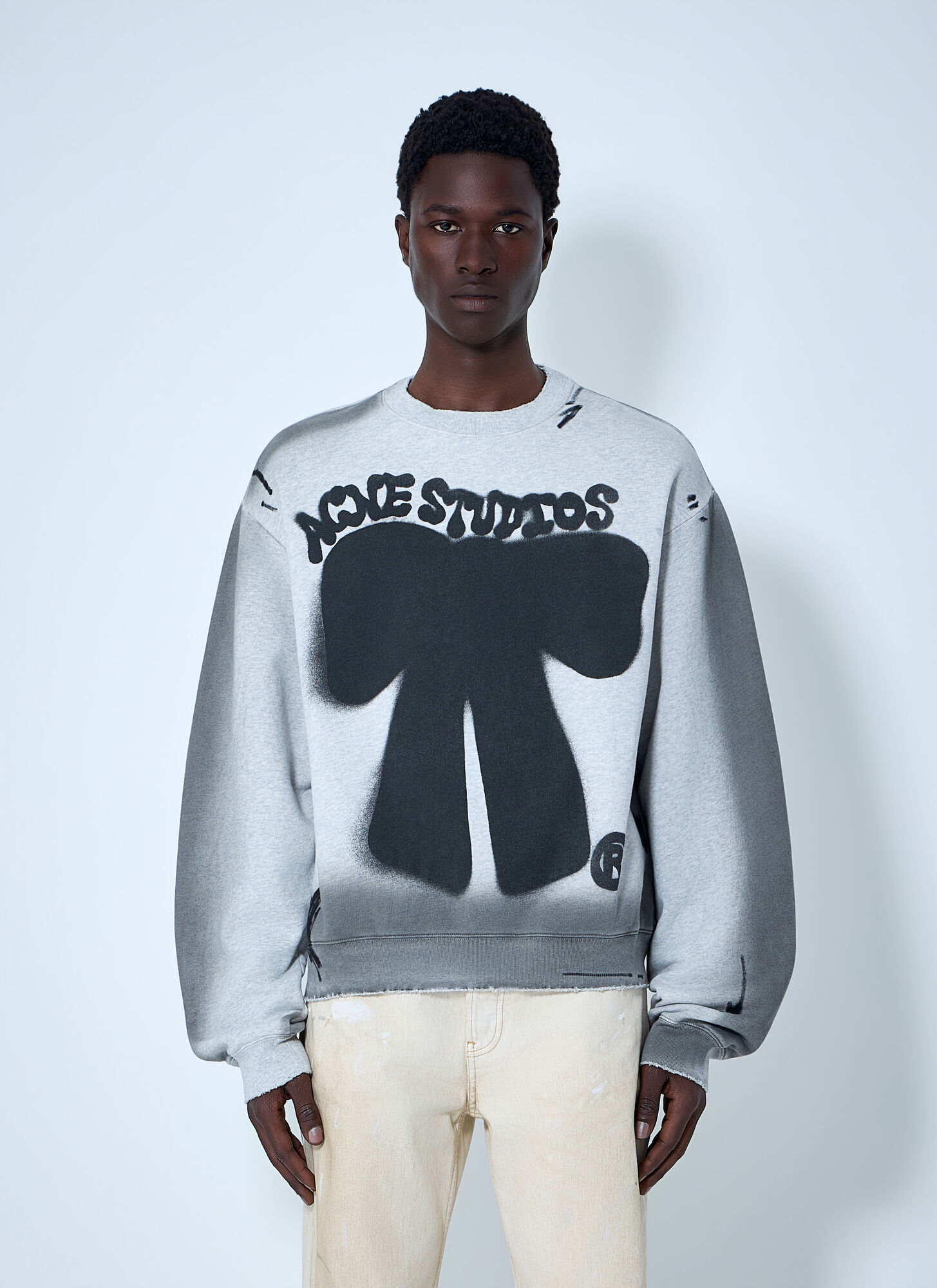 Acne Studios Acne Studios Sprayed Logo Sweatshirt - Man Sweatshirts Grey S - M　Acne Studios スプレー ロゴ スウェットシャツ - 男性 スウェットシャツ グレー S - M