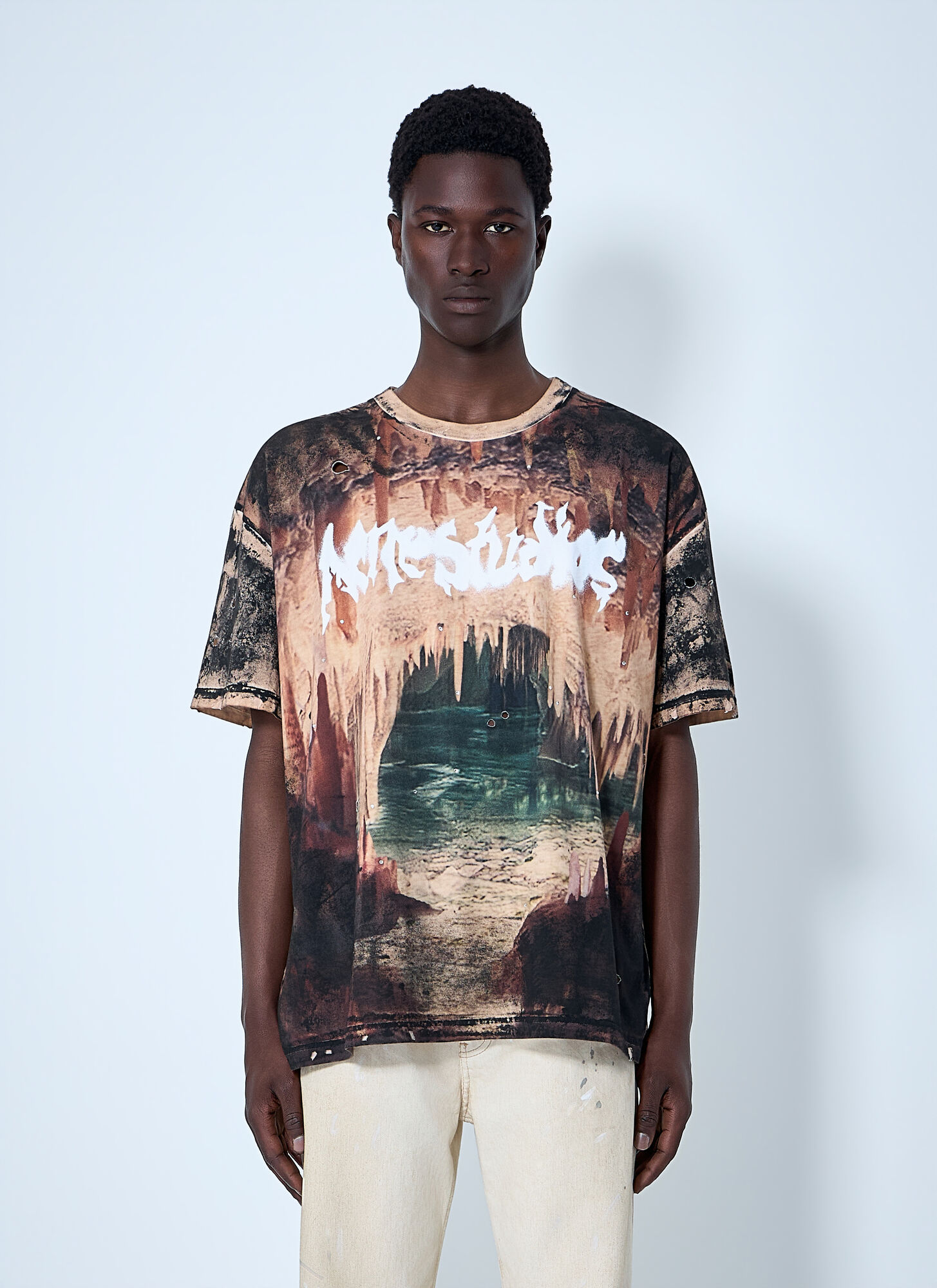Acne Studios Men's Brown Graphic Print T-Shirt - Man T-Shirts M