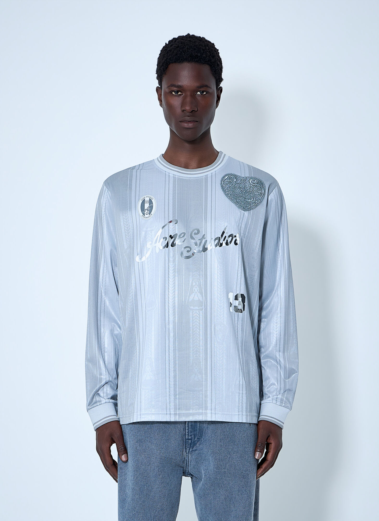 Acne Studios Acne Studios Embroidered Logo Long-sleeve Shirt - Man T-shirts Grey Xl　Acne Studios 刺繍ロゴ長袖シャツ - 男性 T シャツ グレー XL