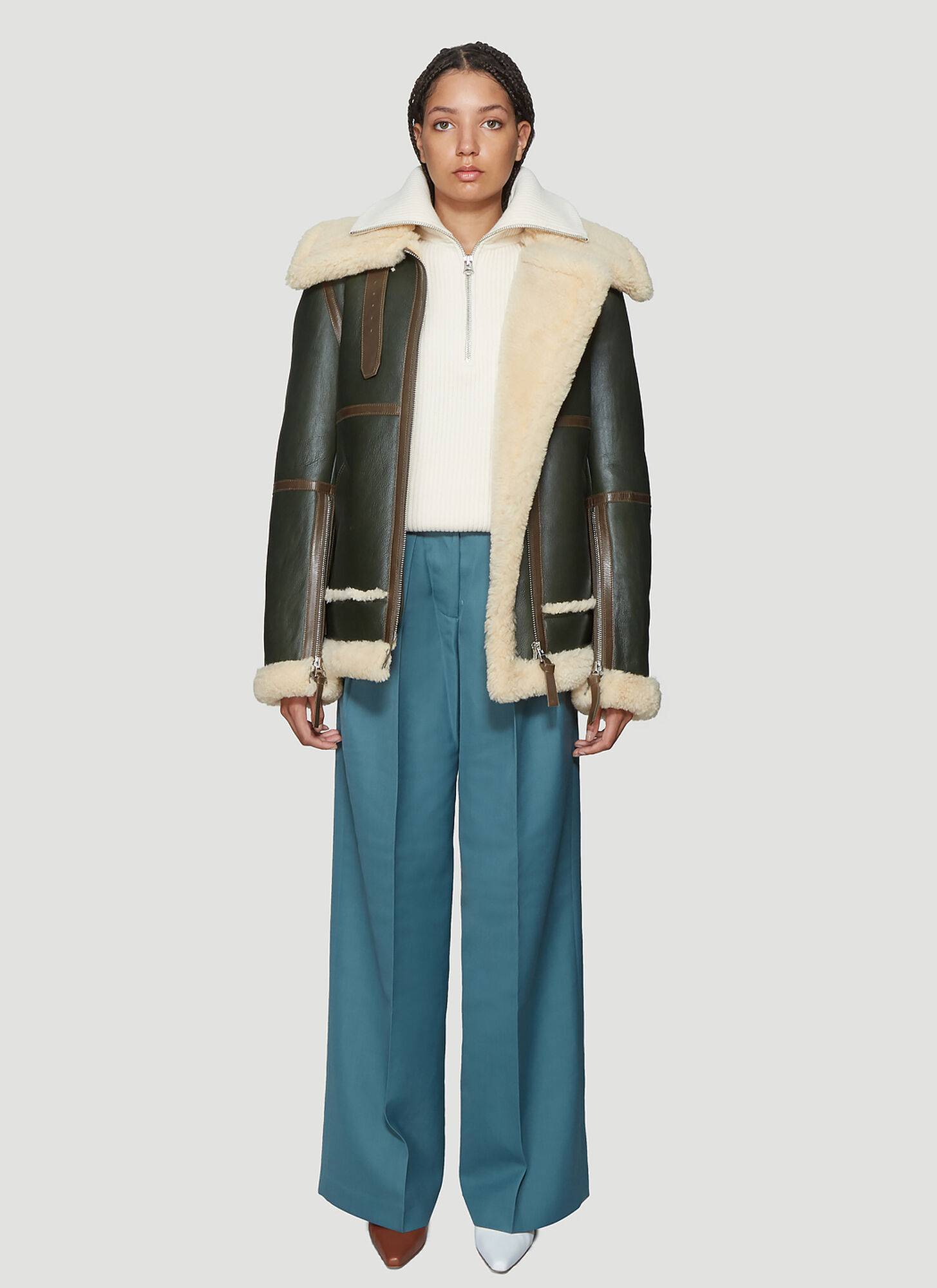  Acne Studios Acne Studios Long Raf Shearling Jacket - Frau Jacken Green Fr - 34 
