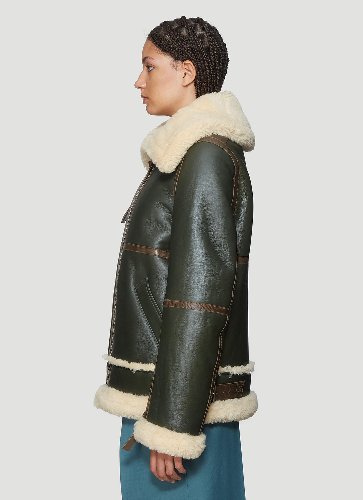  Acne Studios Acne Studios Long Raf Shearling Jacket - Frau Jacken Green Fr - 34 