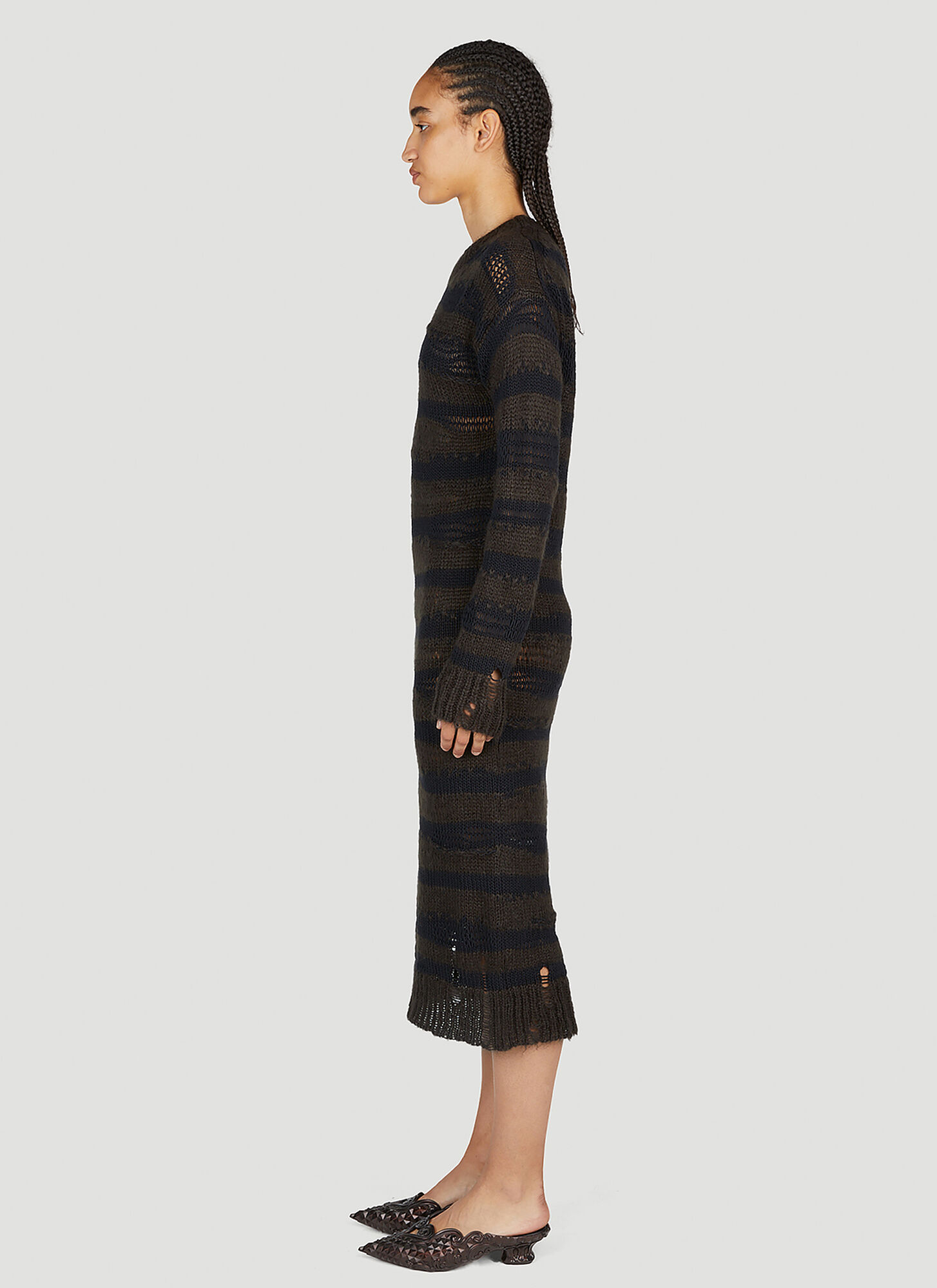  Acne Studios Acne Studios Ladder Knit Midi Dress - Frau Kleider Brown S 