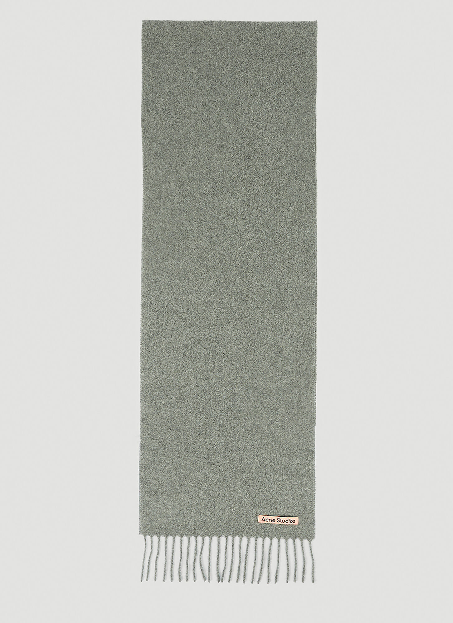 Acne Studios Skinny Fringe Wool Scarf - Woman Scarves Grey One Size