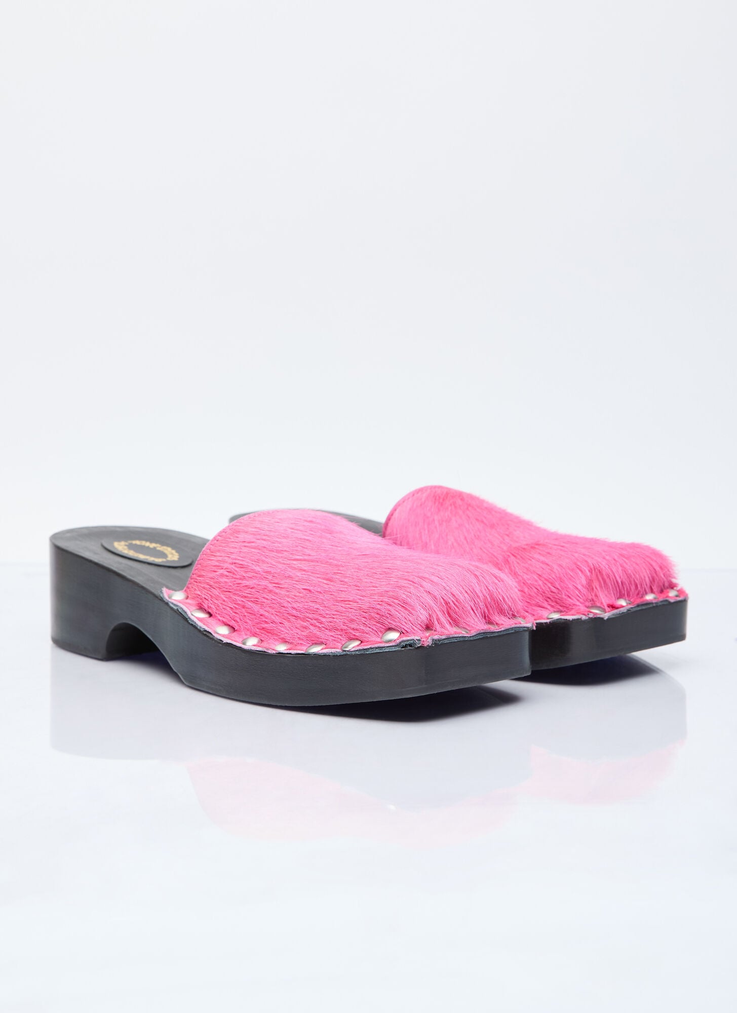  Acne Studios Acne Studios Hairy Wood Clogs - Frau Slip Ons Pink Eu - 37 
