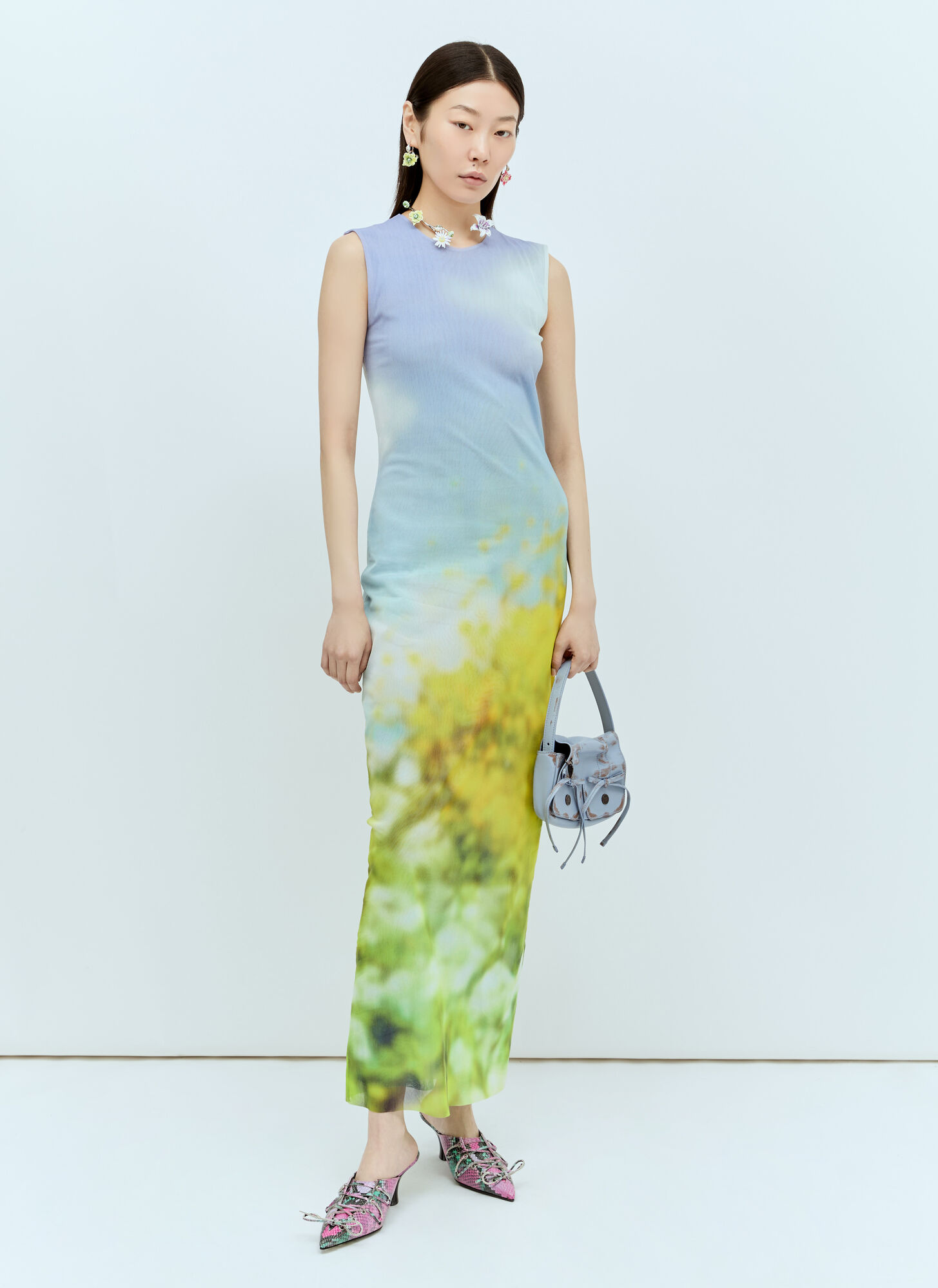  Acne Studios Acne Studios Blurred Print Maxi Dress - Frau Kleider Multicolour Xs 