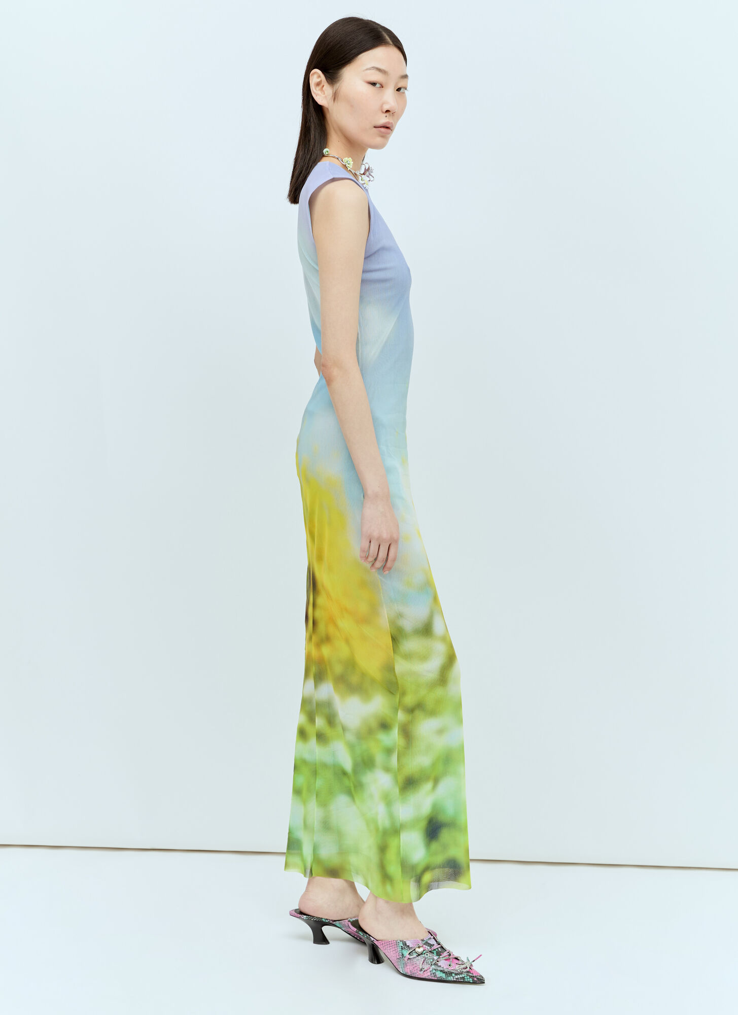  Acne Studios Acne Studios Blurred Print Maxi Dress - Frau Kleider Multicolour Xs 