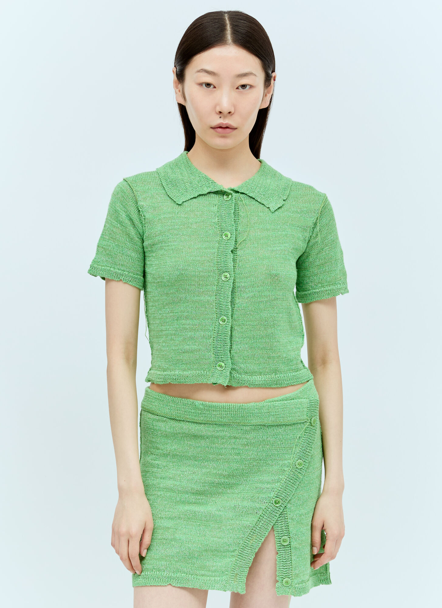 Acne Studios Women's Green Cropped Cardigan - Woman Tops S