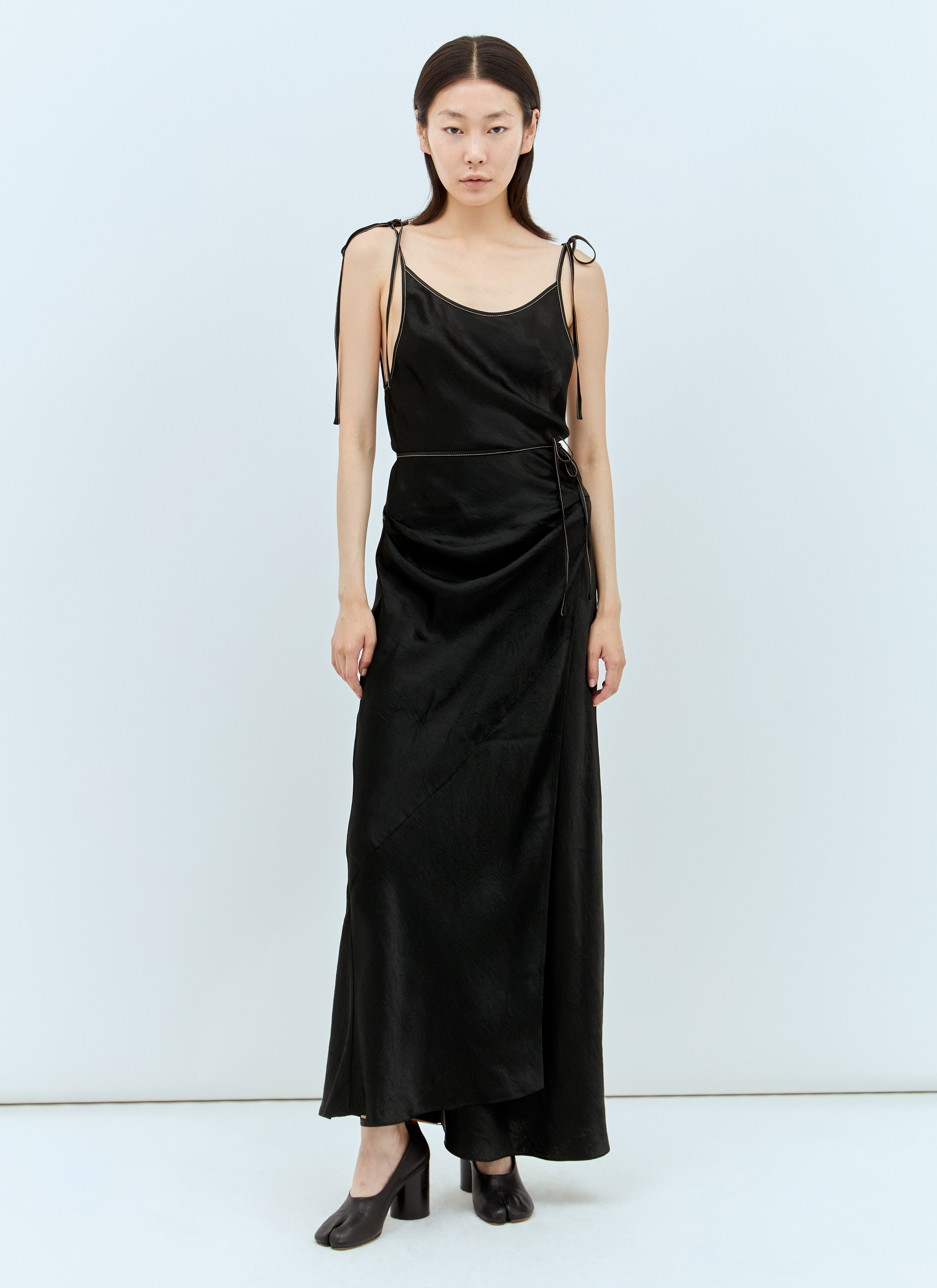 Acne Studios Tie Fastening Long Dress In Black | ModeSens