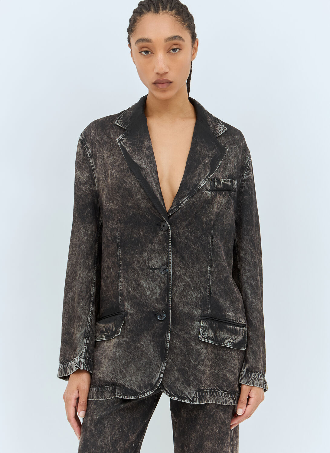 Acne Studios Women Single-breasted Printed Blazer In Black