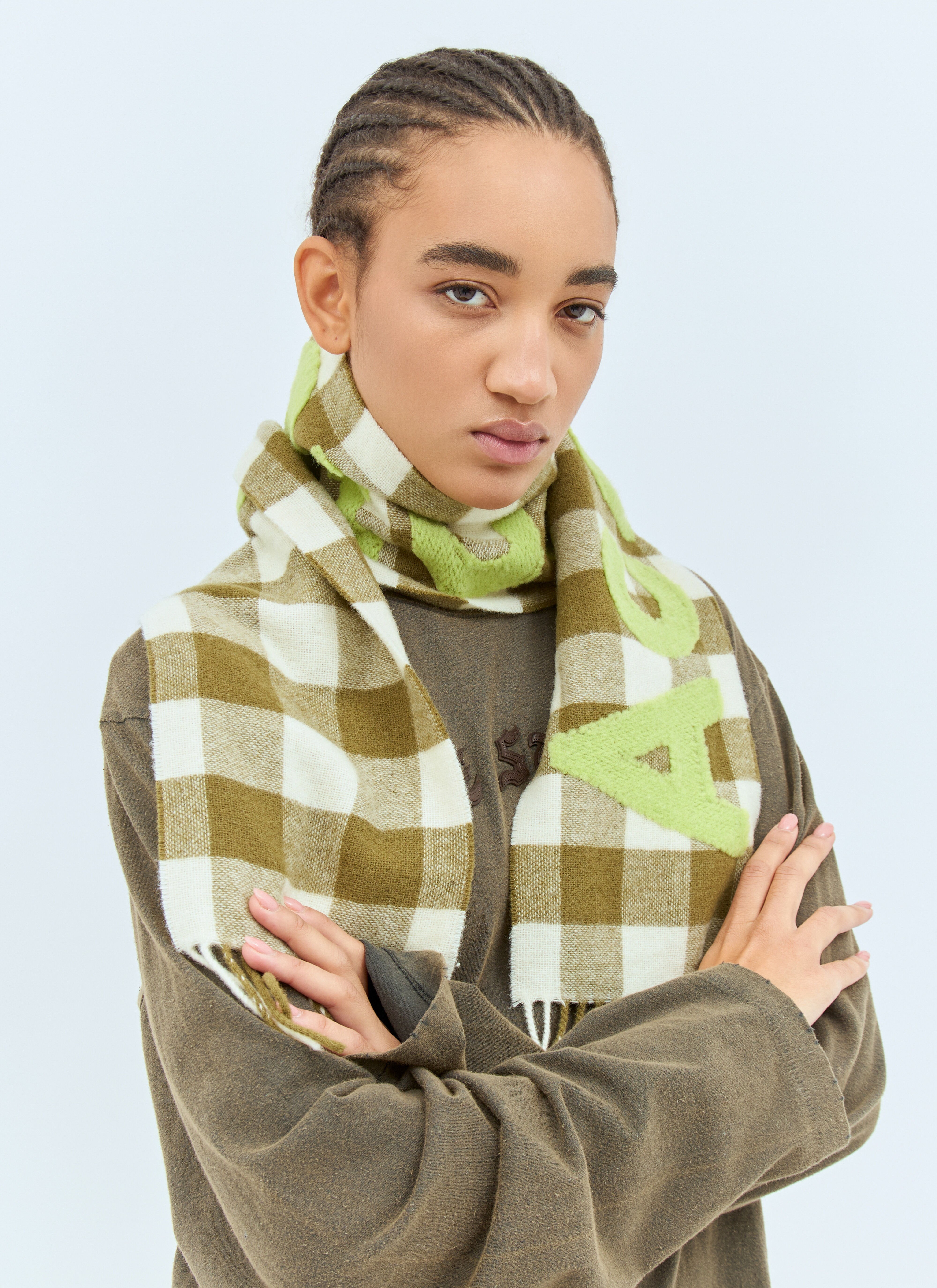 ロピア 爆買い Studios Acne Women's' LN-CC® | Green in Scarf Logo Check Narrow 小物