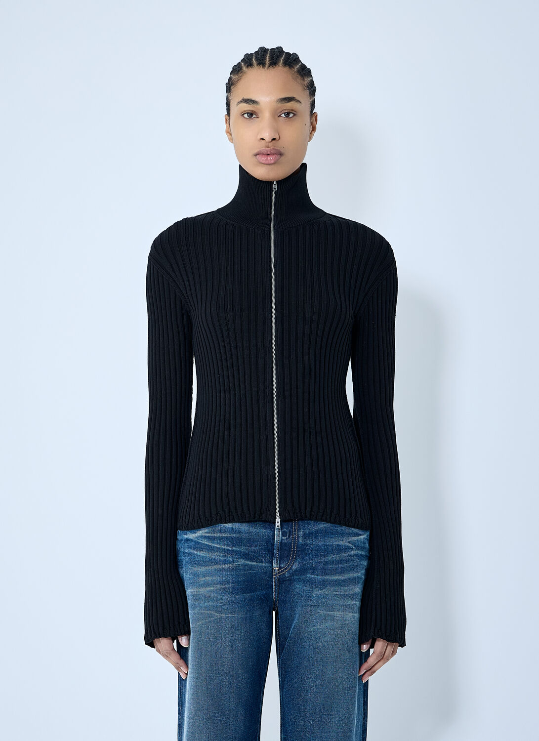 Acne Studios Women Zip-up Knit Cardigan In Blue