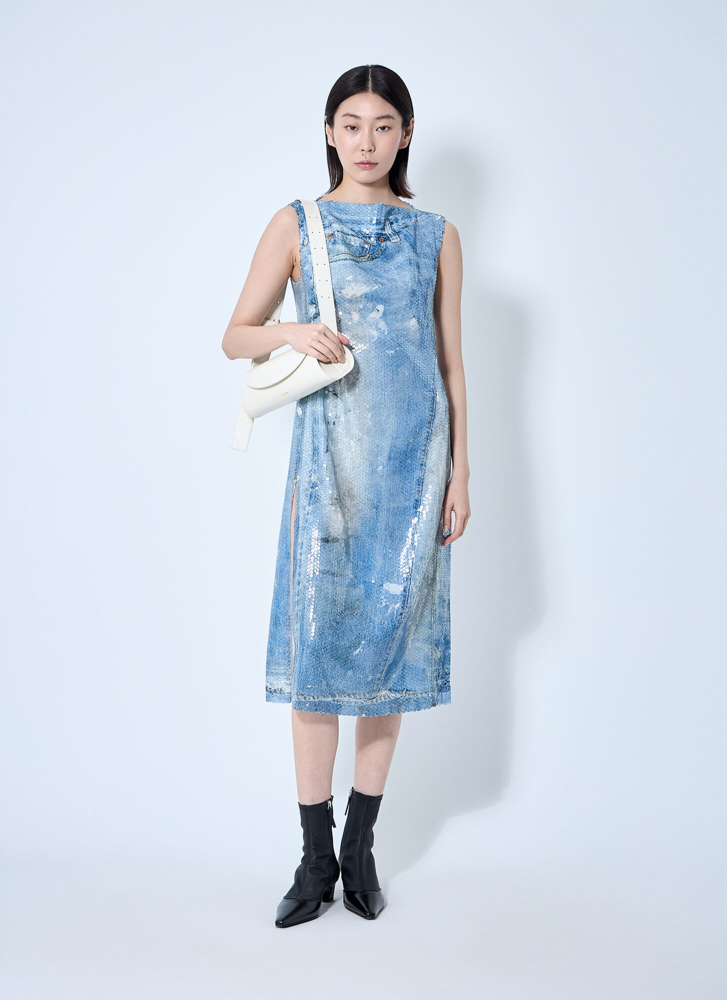  Acne Studios Acne Studios Printed Sequin Midi Dress - Frau Kleider Blue Fr - 34 