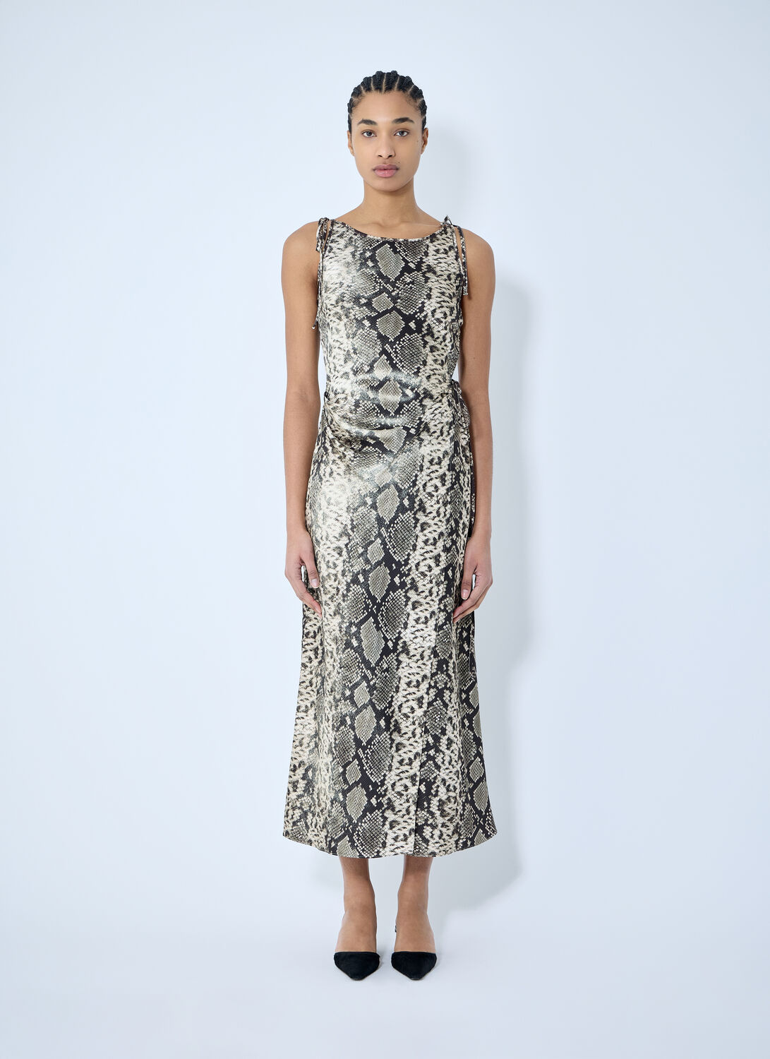 Acne Studios Women Satin Python Print Midi Dress In Brown