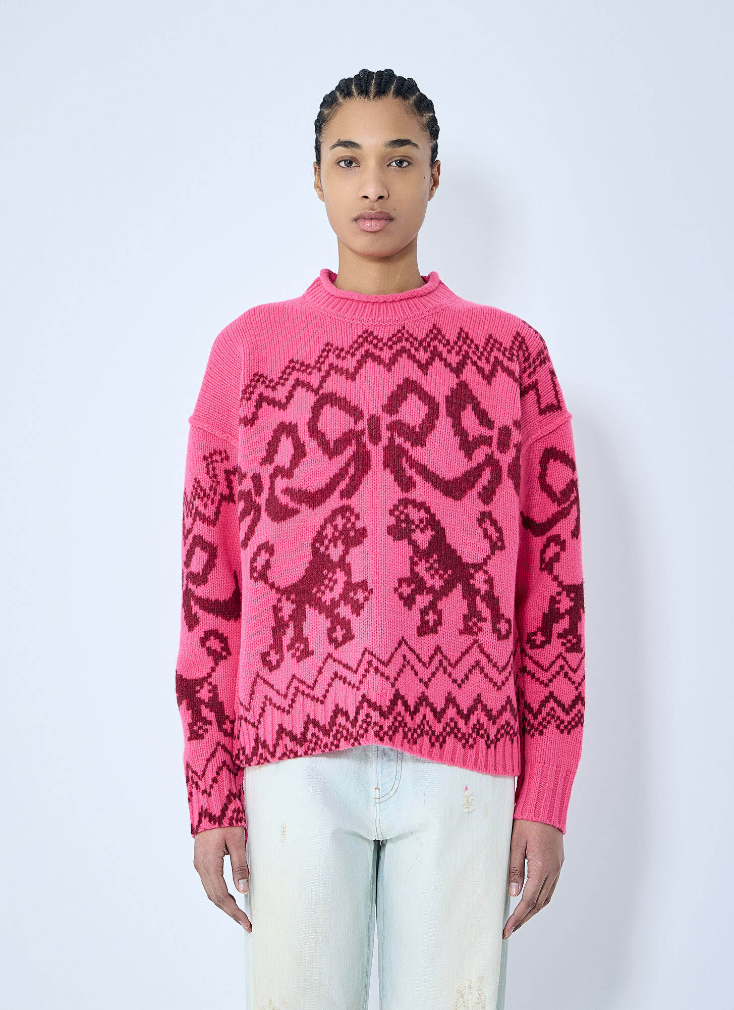 Acne Studios Jacquard Sweater In Pink