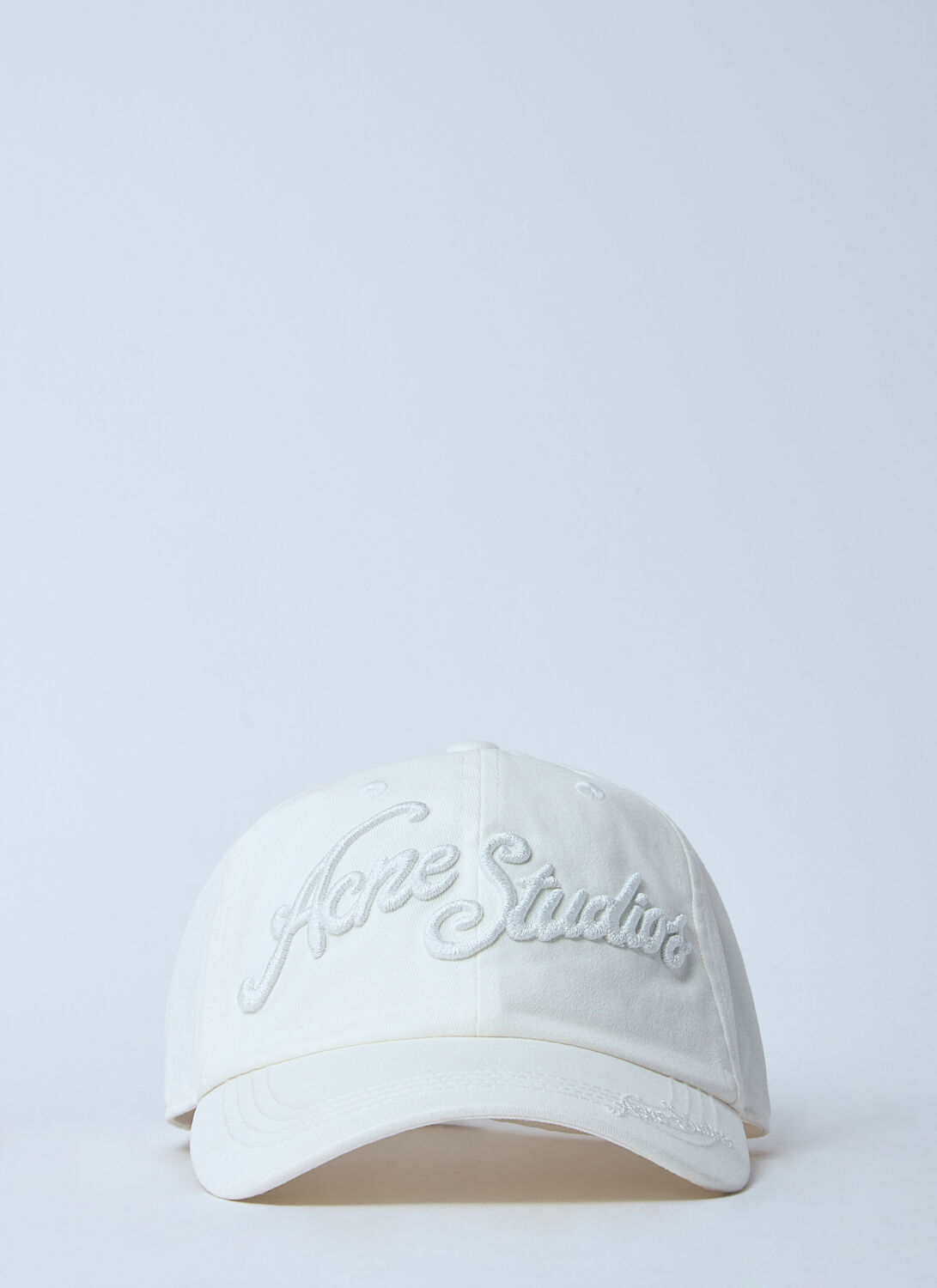 Acne Studios Classic White Cotton Cap With Embroidered Logo In White