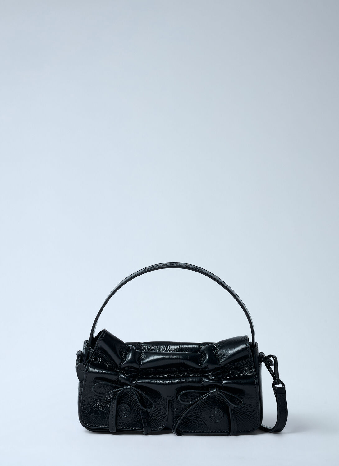 Acne Studios Mircro Multipocket Grained Leather Shoulder Bag In Black