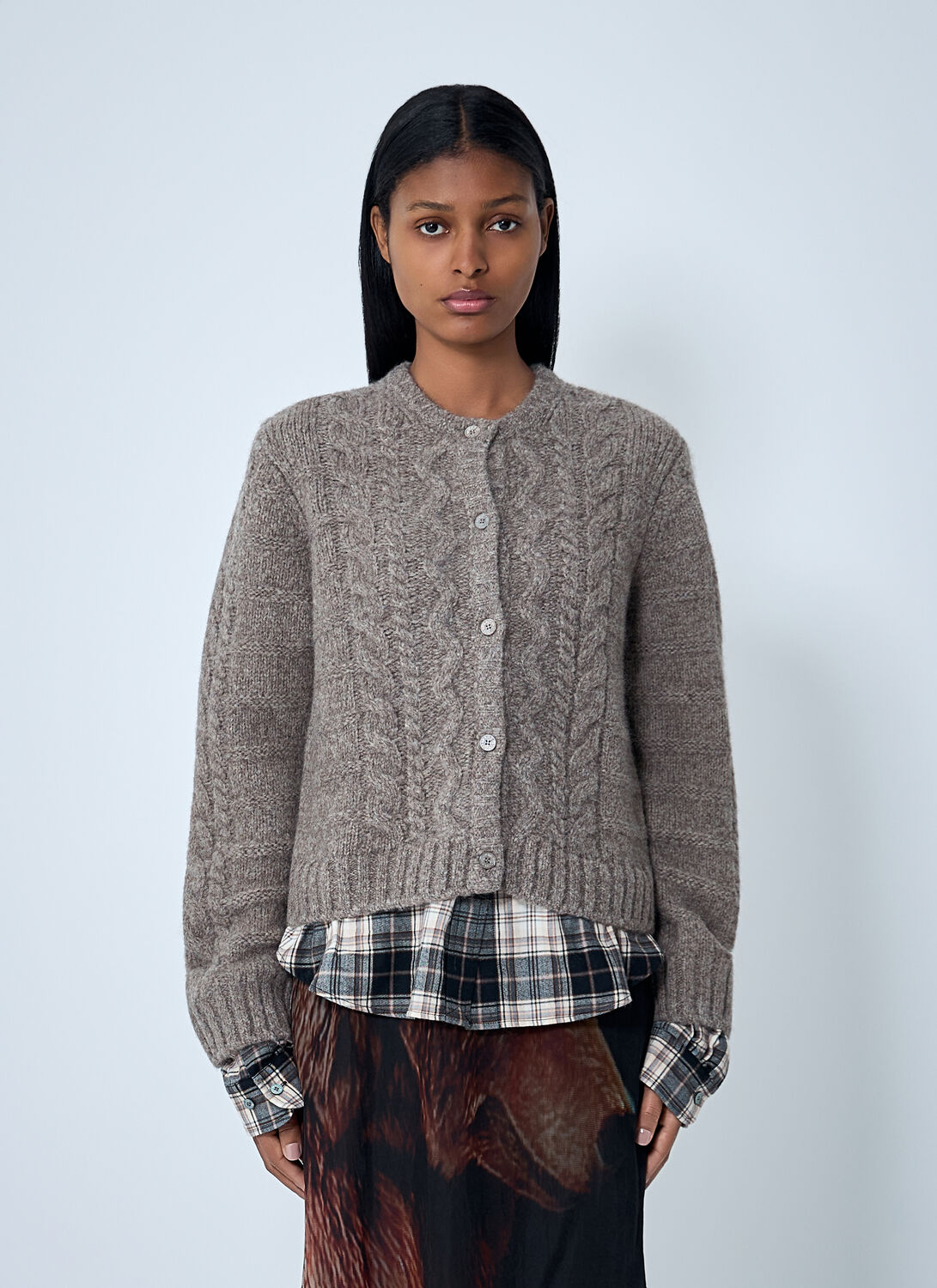 Acne Studios Cable Knit Cardigan In Sand