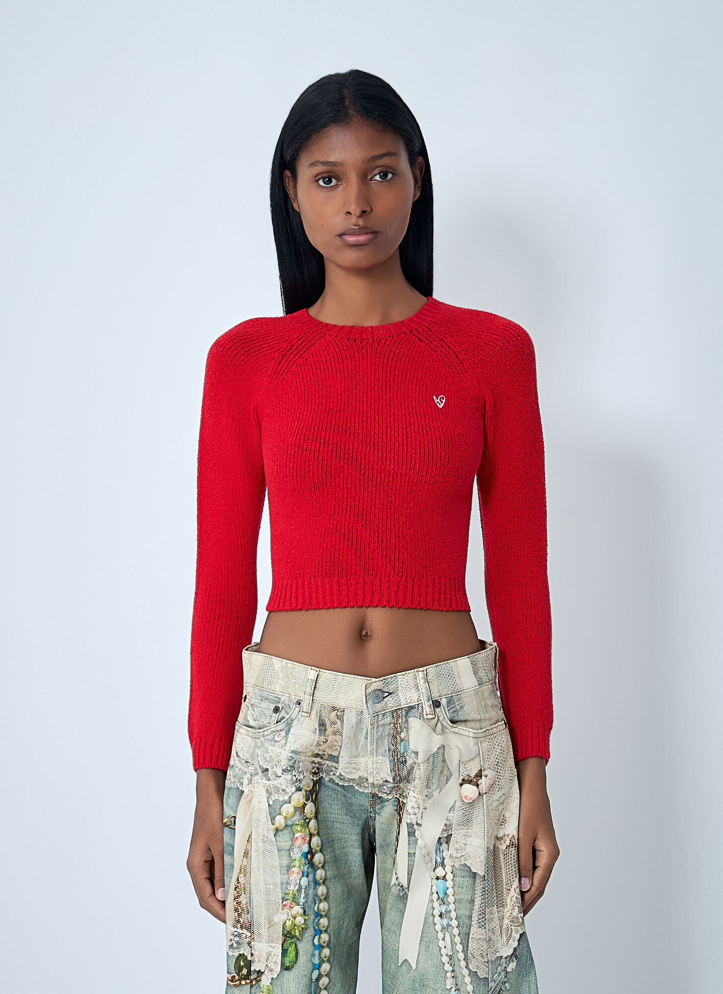 Acne Studios Acne Studios Logo Motif Sweater - Woman Knitwear Red Xs　Acne Studios ロゴモチーフ セーター - 女性 ニットウェア レッド Xs