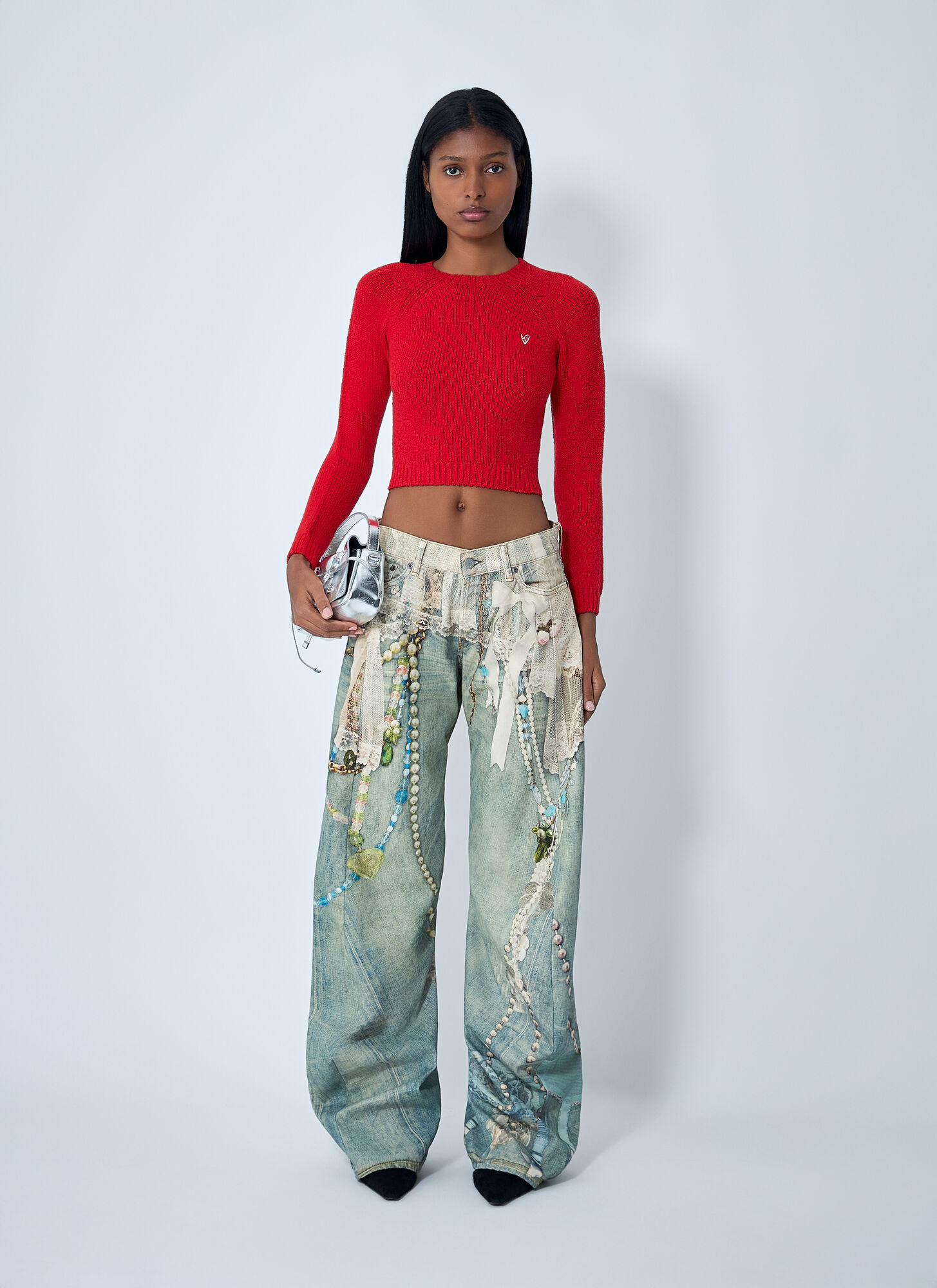  Acne Studios Acne Studios Logo Motif Sweater - Frau Strick Red Xs 