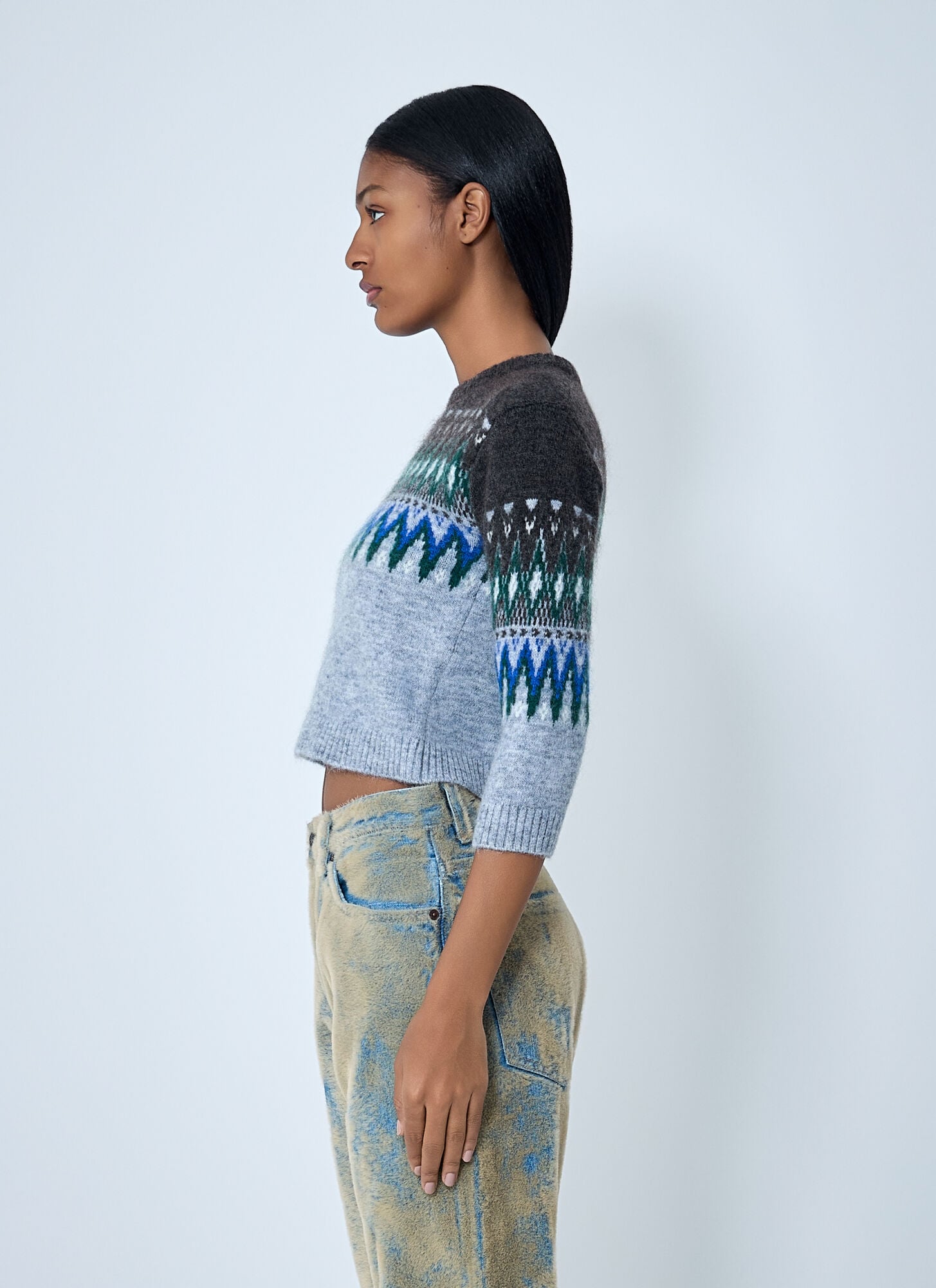  Acne Studios Acne Studios Fair Isle Knit Sweater - Frau Strick Grey S 