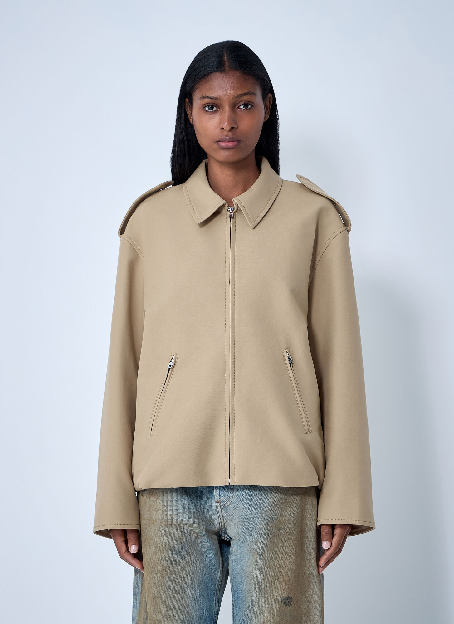 Acne Studios Women's Beige Cotton Satin Jacket - Woman Jackets Fr - 38