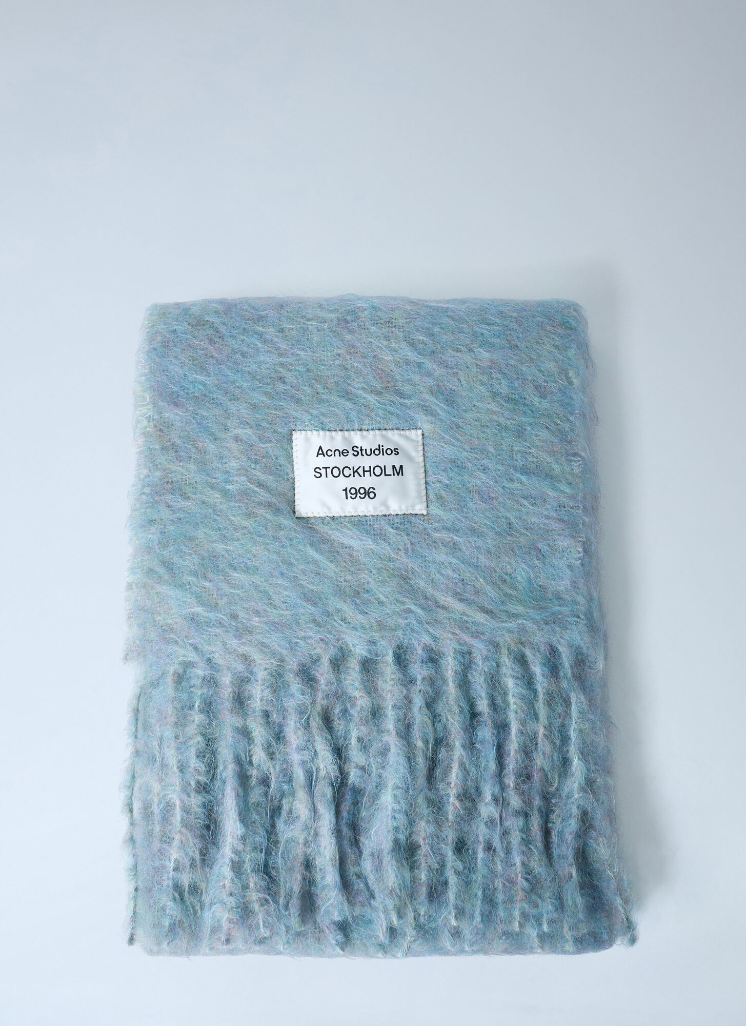Acne Studios Women Fringed Wool-blend Scarf In Blue