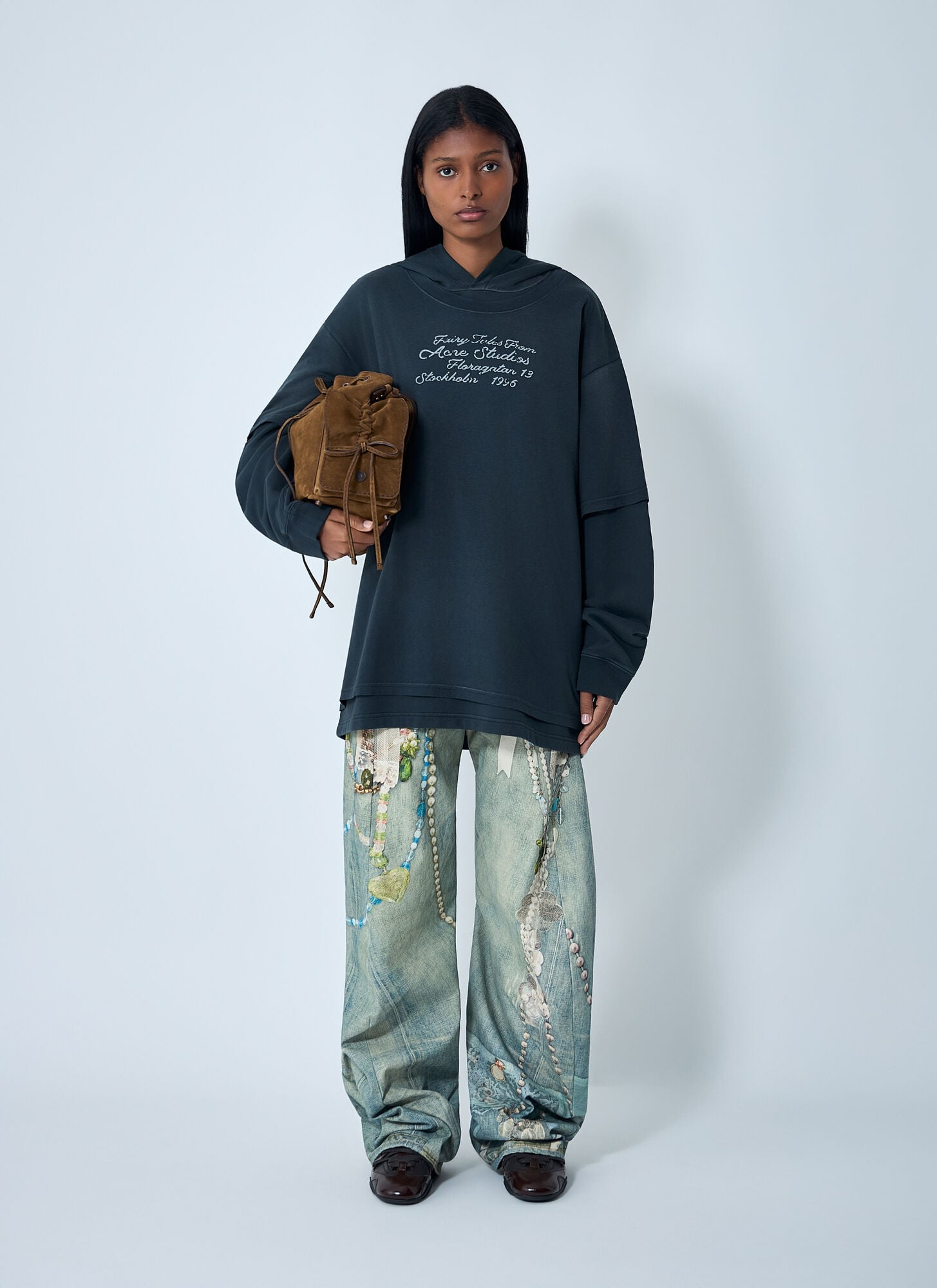  Acne Studios Acne Studios Hooded Logo Motif Sweatshirt - Frau Sweatshirts Black S 