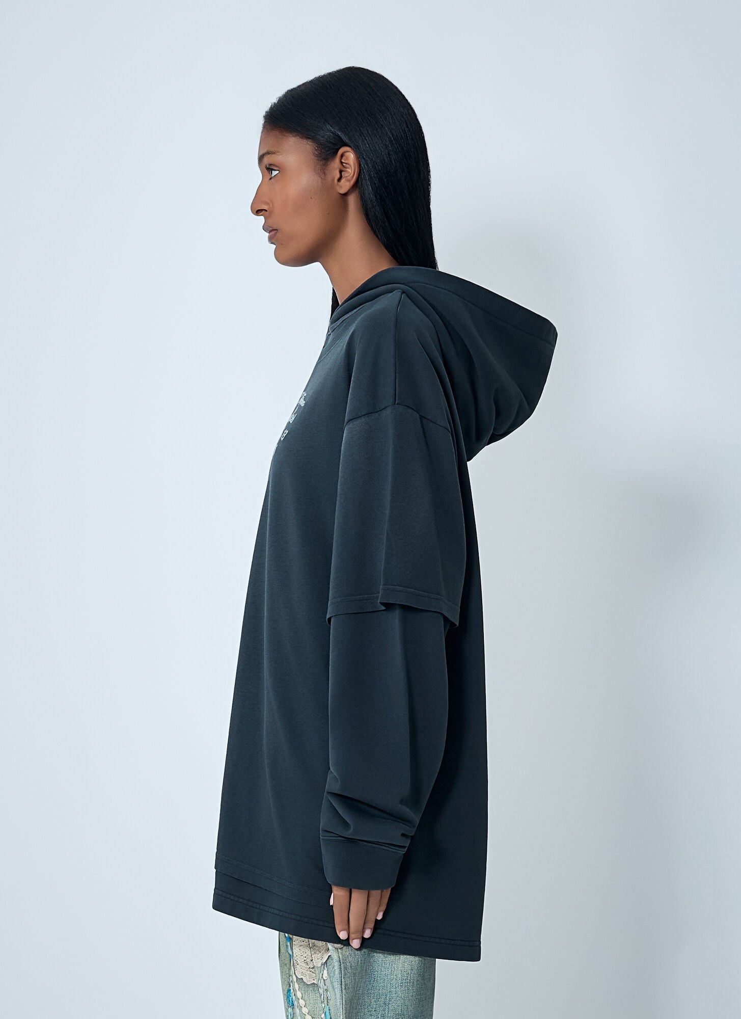  Acne Studios Acne Studios Hooded Logo Motif Sweatshirt - Frau Sweatshirts Black S 