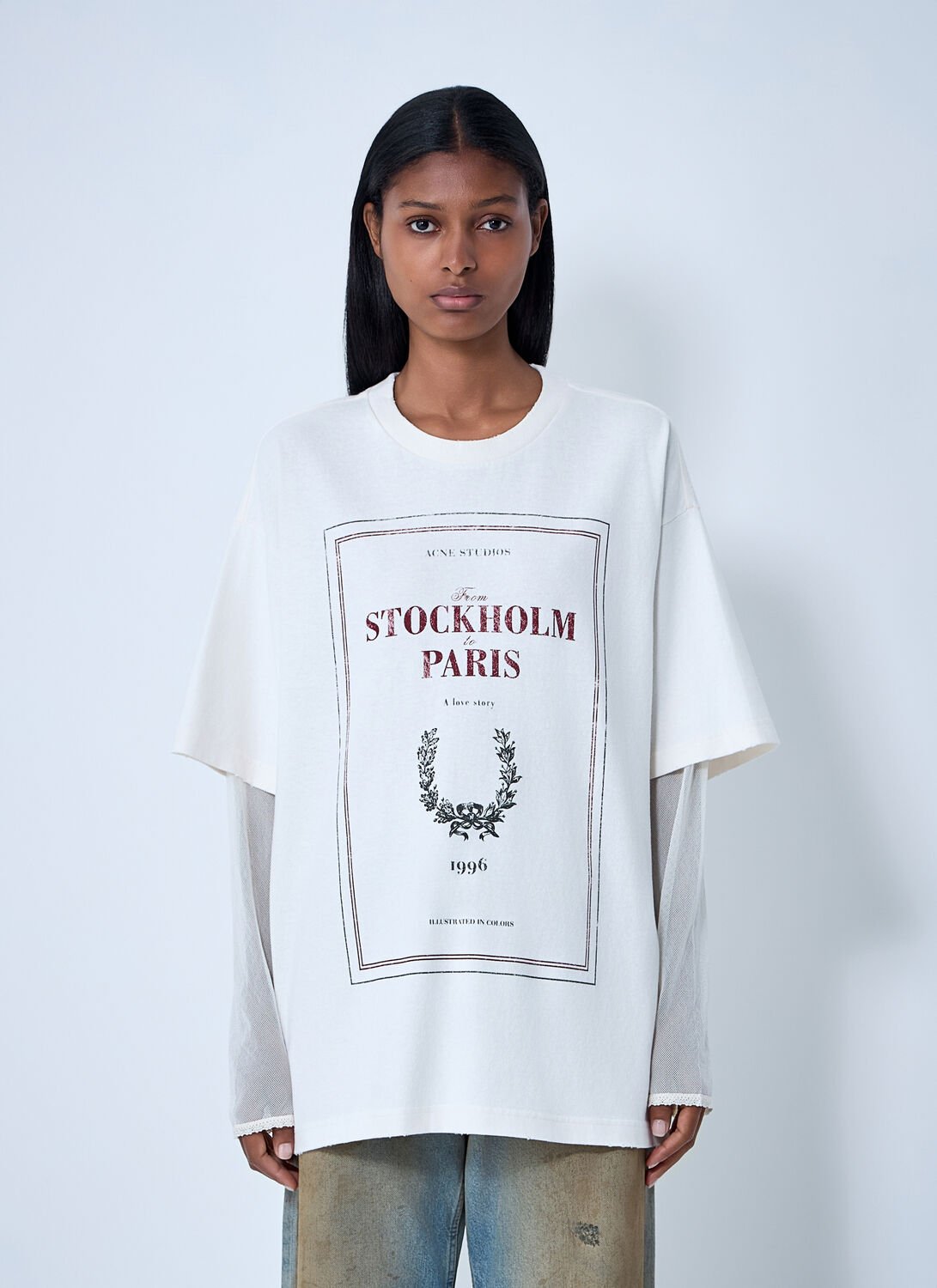 Acne Studios Graphic Print Long-sleeved Layered T-shirt In White