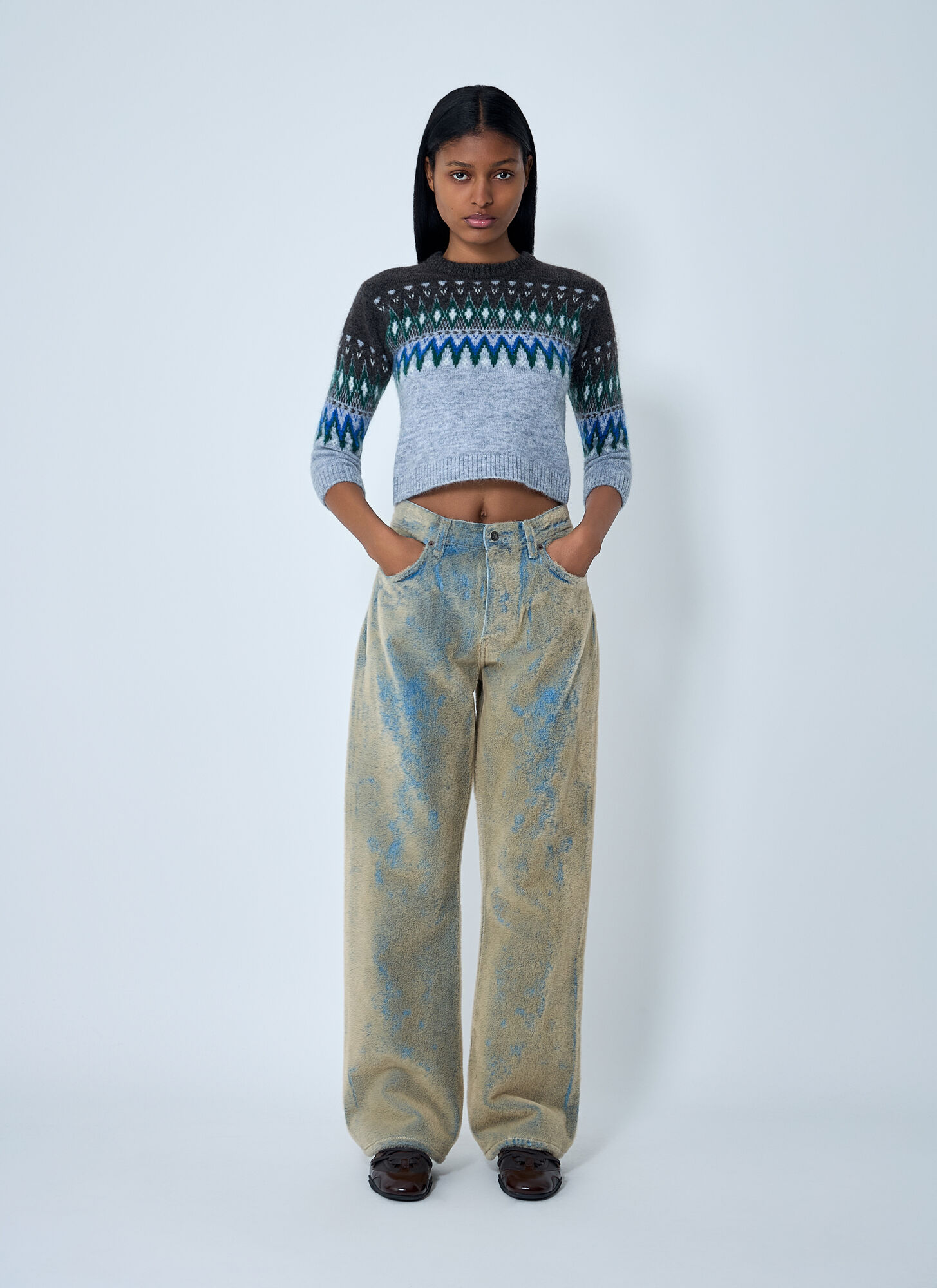  Acne Studios Acne Studios Flocked Denim Jeans - Frau Jeans Blue Fr - 38 
