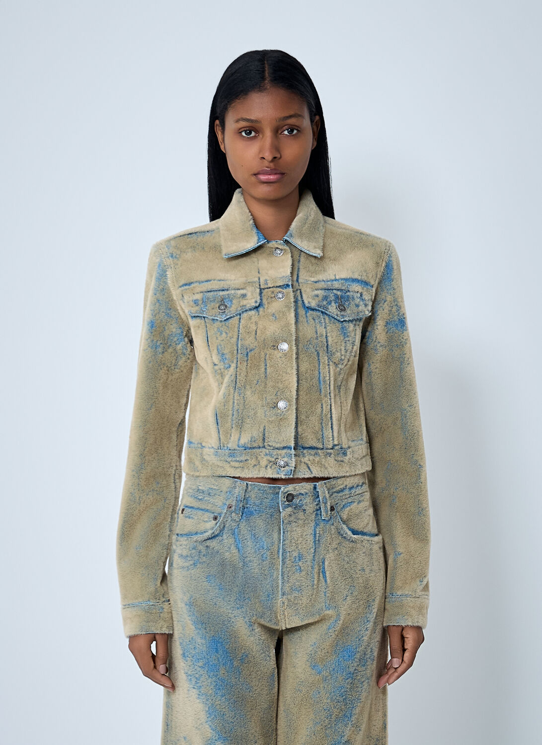 Acne Studios Acne Studios Flocked Denim Jacket - Woman Jackets Blue Fr - 36　Acne Studios フロック加工デニム ジャケット - ウィメンズ ジャケット ブルー Fr - 36