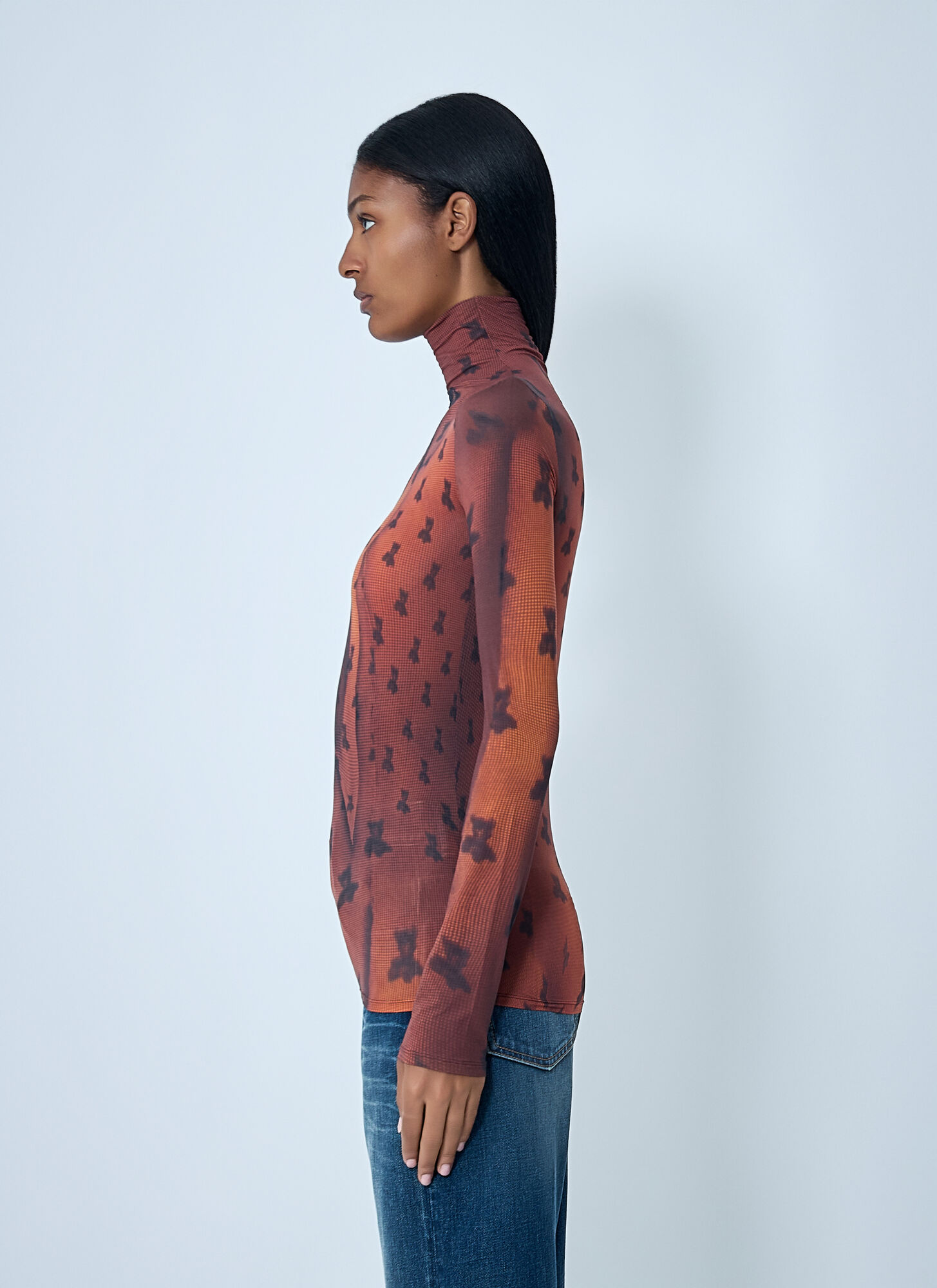  Acne Studios Acne Studios Print Mesh Top - Frau Tops Brown Xs 
