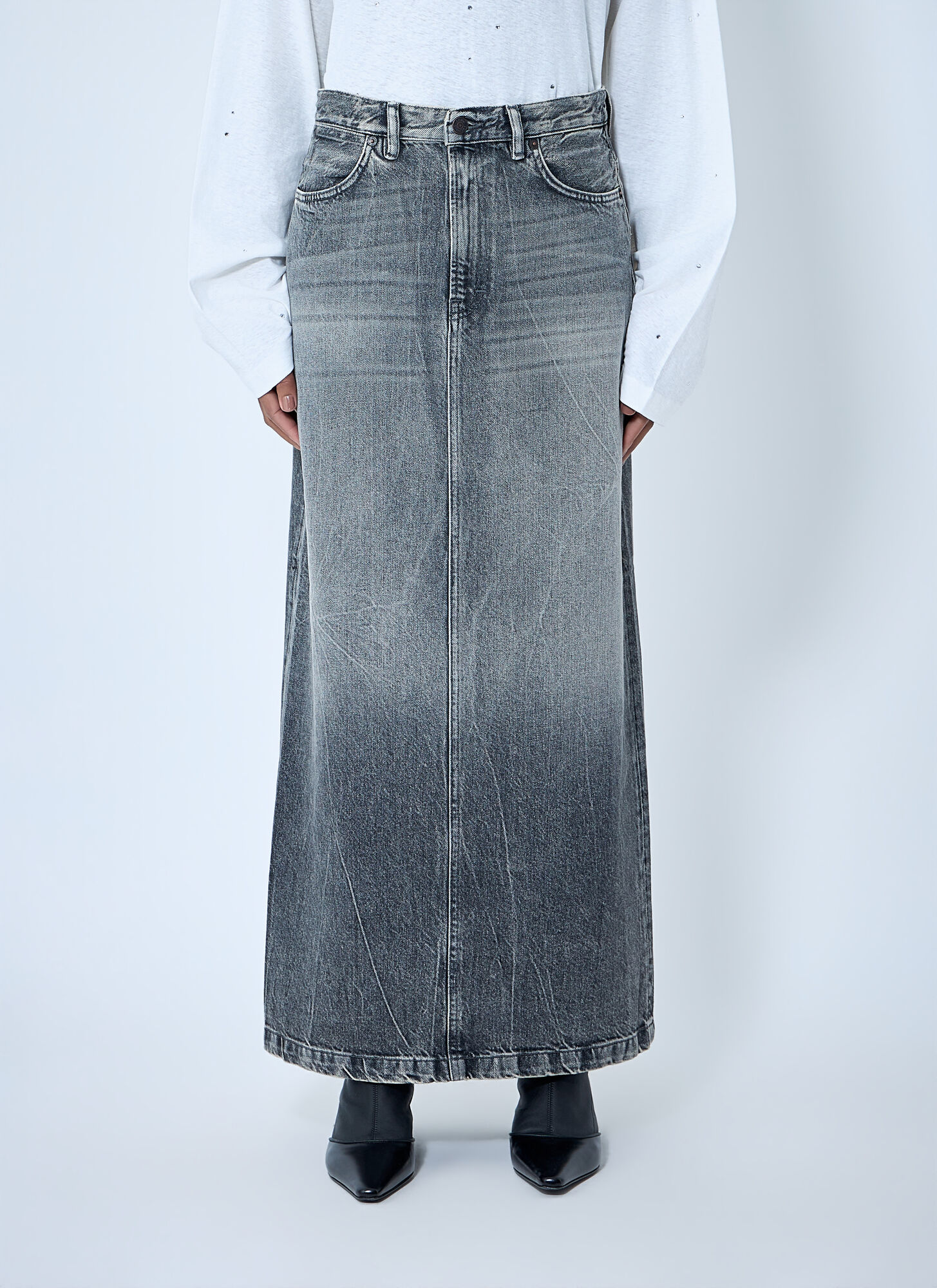 Acne Studios Women's Grey Denim Maxi Skirt - Woman Skirts Fr - 34