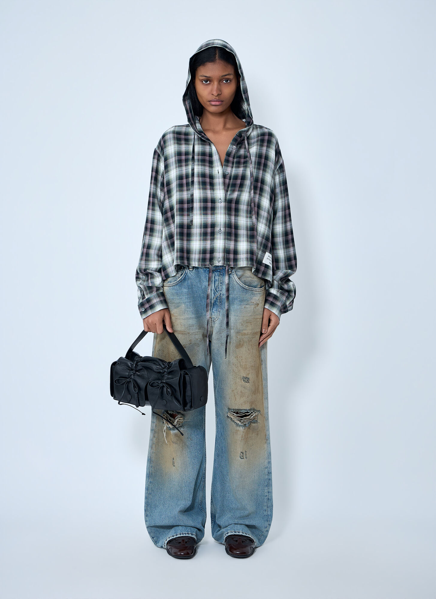  Acne Studios Acne Studios Hooded Check Shirt - Frau Hemden Green Fr - 40 