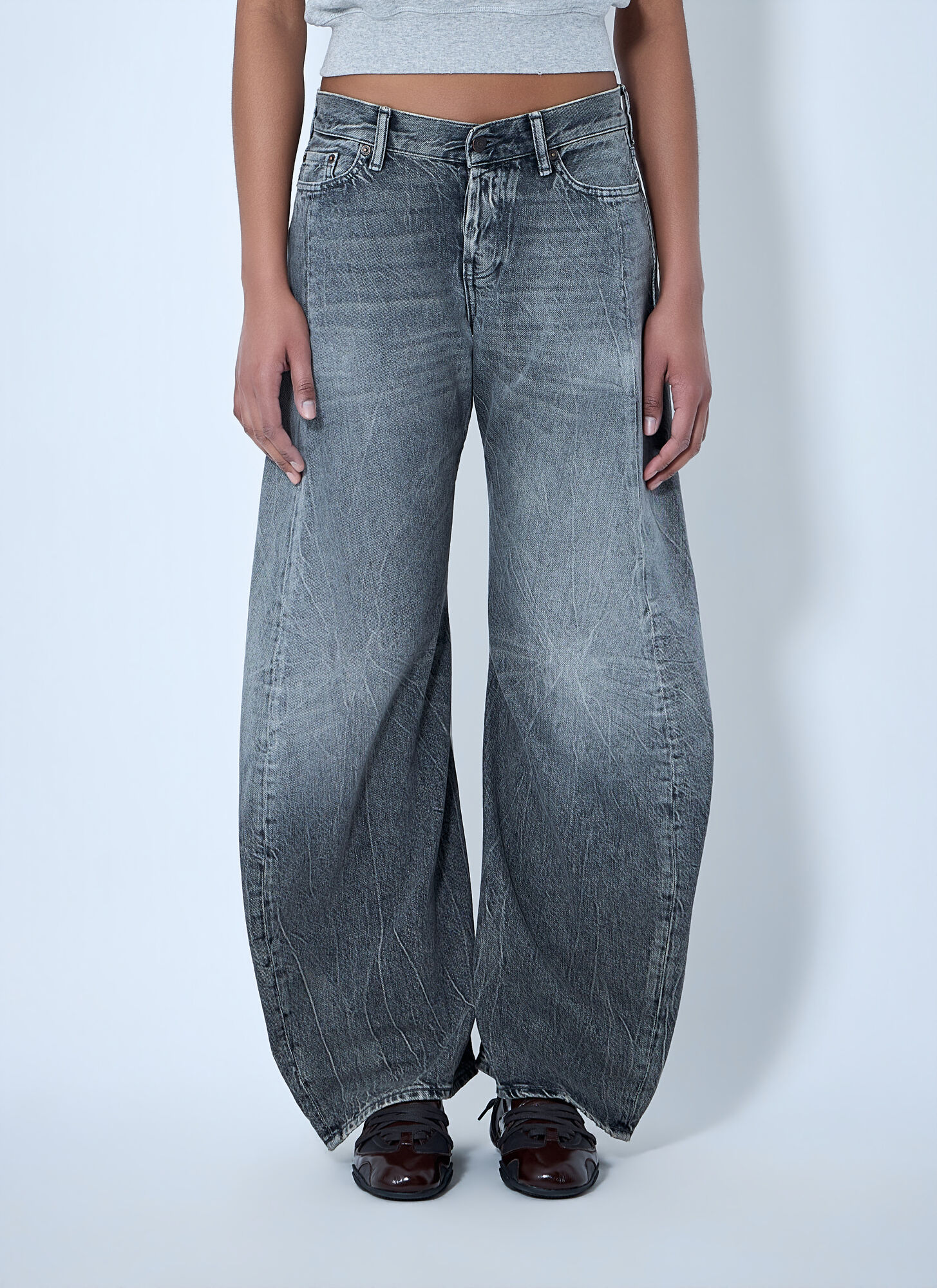 Acne Studios Women's Grey Wide-Leg Denim Trousers - Woman Jeans 30