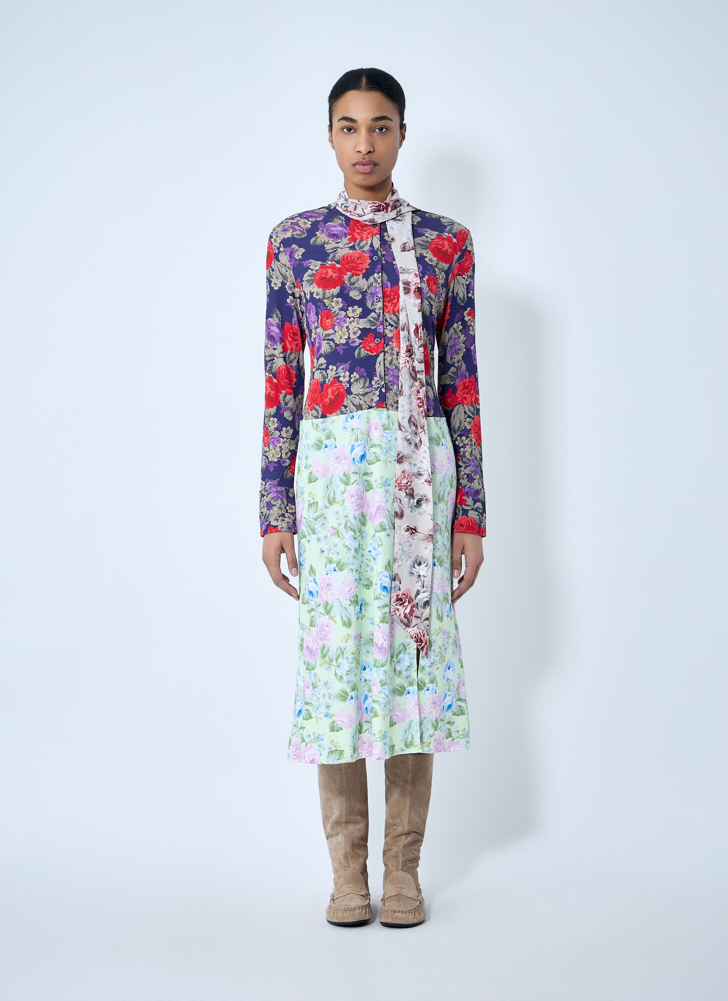Acne Studios Acne Studios Floral Printed Midi Dress - Woman Dresses Purple Fr - 36　Acne Studios フローラル プリント ミディ ドレス - 女性ドレス パープル Fr - 