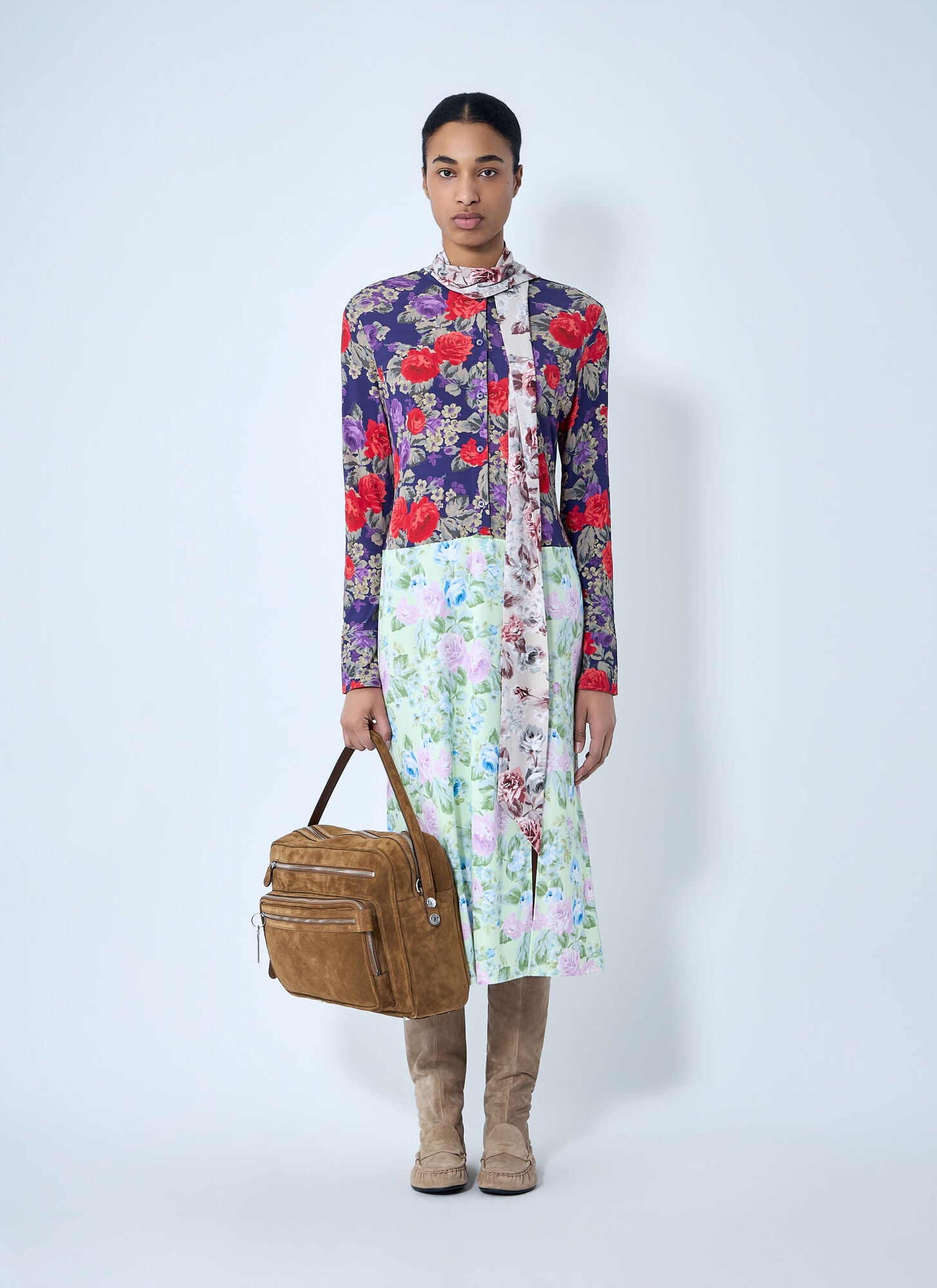  Acne Studios Acne Studios Floral Printed Midi Dress - Frau Kleider Purple Fr - 36 