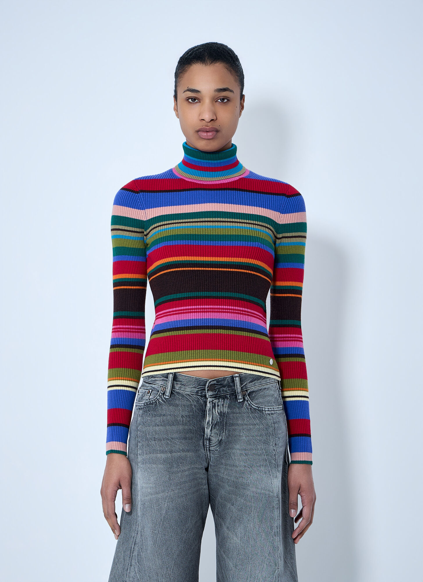 Acne Studios Acne Studios Striped Wool Turtleneck - Woman Knitwear Multicolor Xs　Acne Studios ストライプ ウール タートルネック - 女性 ニットウェア マルチカラー Xs