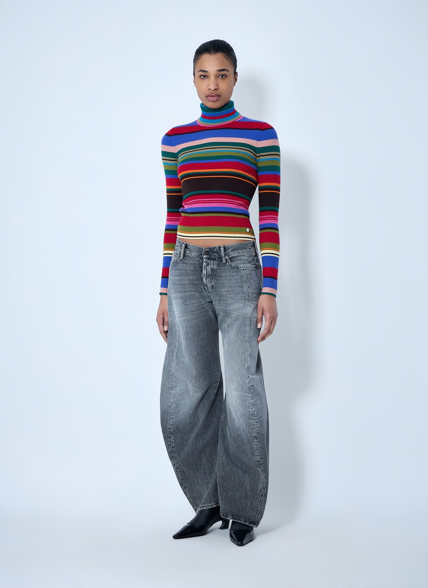  Acne Studios Acne Studios Striped Wool Turtleneck - Frau Strick Multicolor Xs 