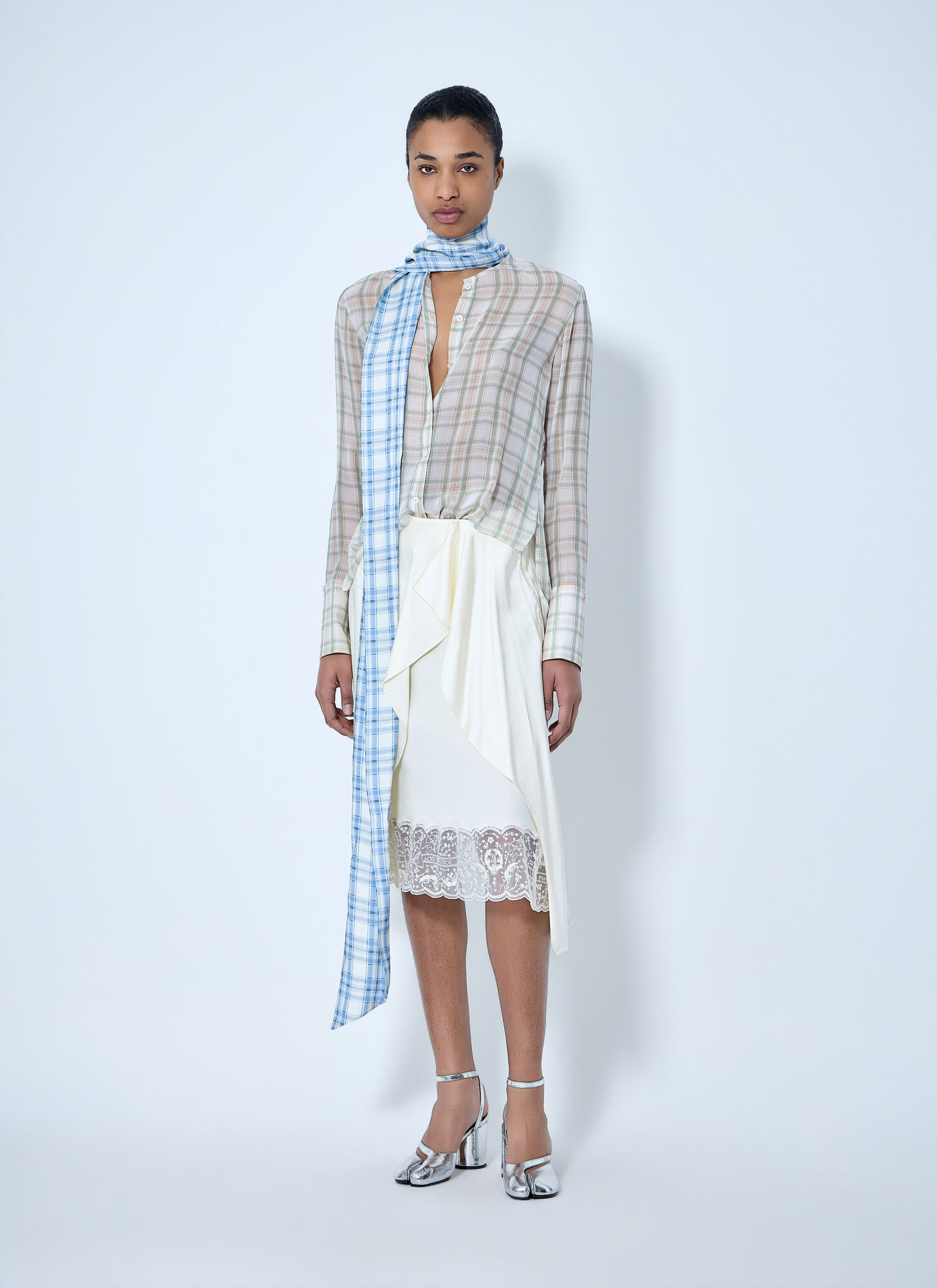  Acne Studios Acne Studios Plaid Sheer Button-down Blouse - Frau Hemden White Fr - 38 