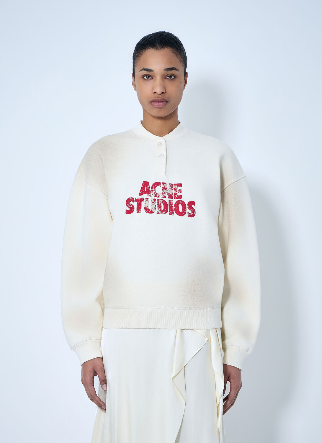 Acne Studios Logo Embroidered Sweatshirt In White