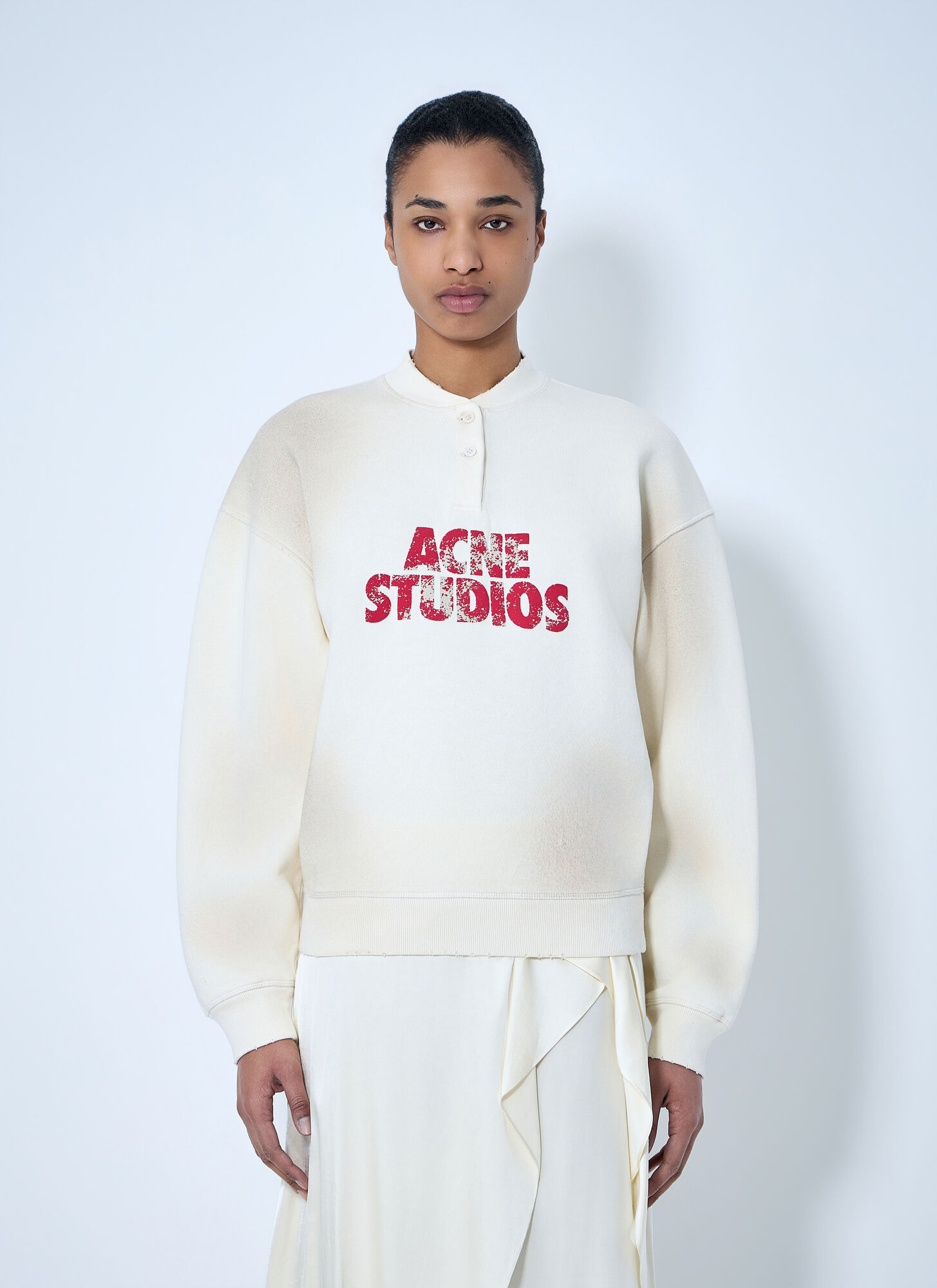 Acne Studios Acne Studios Logo Embroidered Sweatshirt - Woman Sweatshirts Cream L　Acne Studios ロゴ刺繍スウェットシャツ - 女性スウェットシャツ クリーム L
