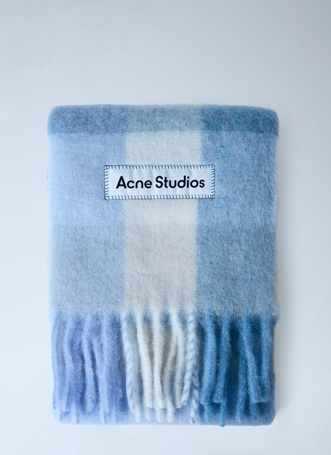 Acne Studios Mohair Checked Scarf - Woman Scarves Light Blue One Size