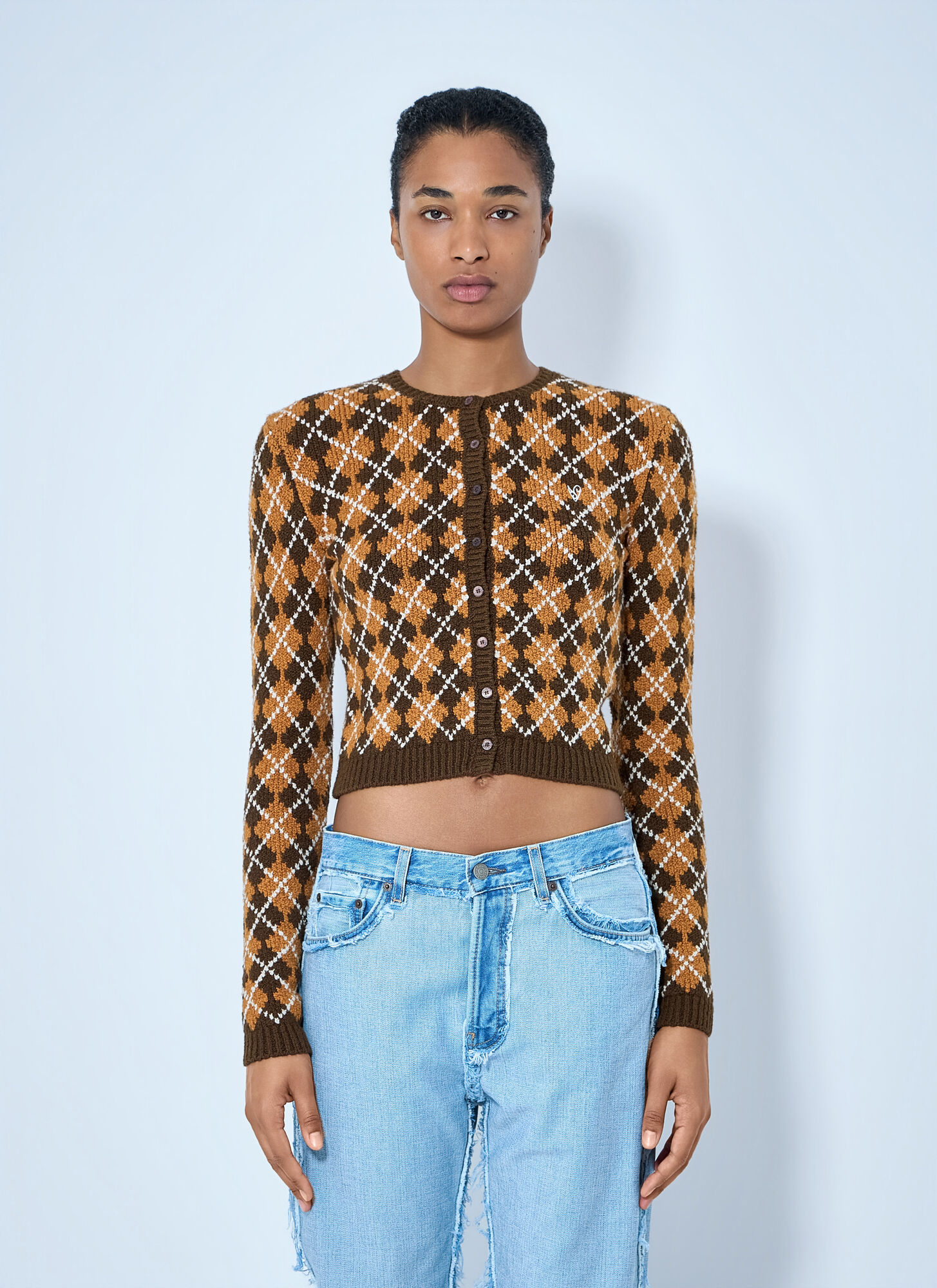 Acne Studios Argyle Knit Cardigan - Woman Knitwear Orange L - Immagine 1