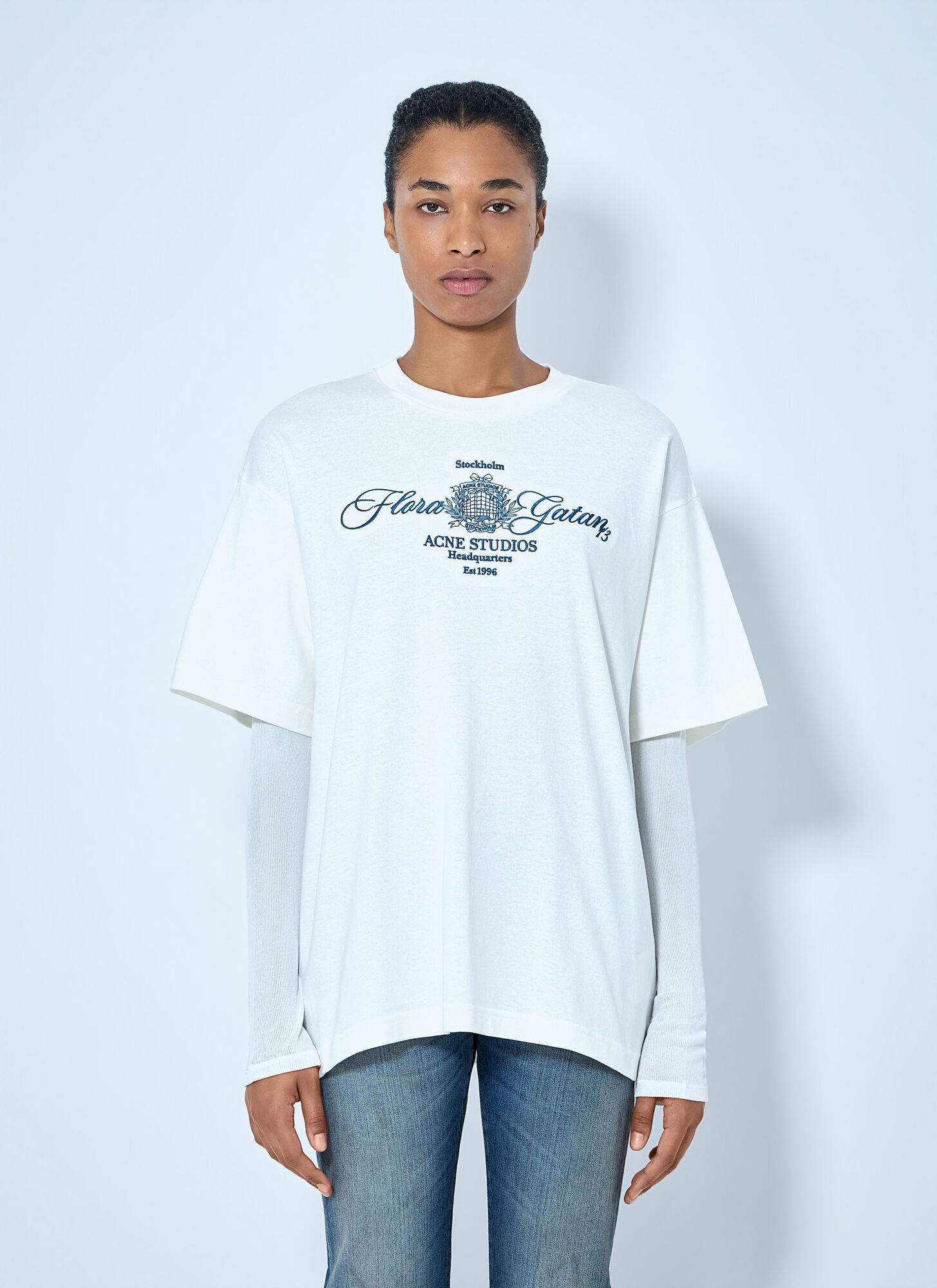 Acne Studios Embroidered T-Shirt - Female - Long Sleeve T-Shirts - White - S - Tops - Image 2