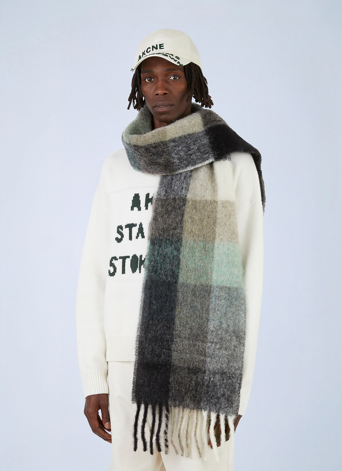  Acne Studios Acne Studios Check Scarf - Mann Schals Green One Size 