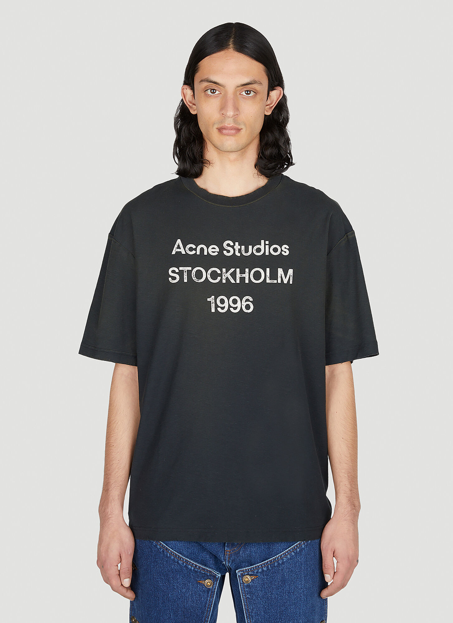Acne Studios Unisex Black Logo Print T-Shirt - T-Shirts L - Xl
