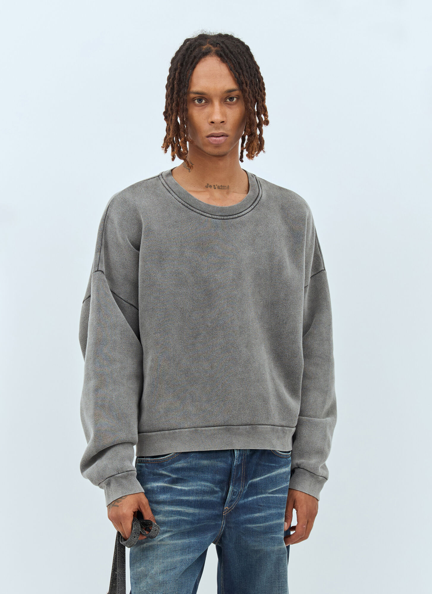 Acne Studios Acne Studios Logo Patch Sweatshirt -  Sweatshirts Grey Xxl - Xxxl　Acne Studios ロゴ パッチ スウェットシャツ - スウェットシャツ グレー Xxl - Xxxl