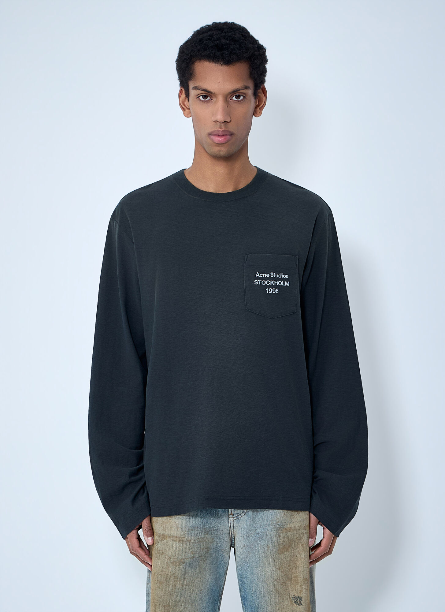 Acne Studios Unisex Black Long Sleeve Cotton Jersey T-Shirt - T-Shirts S