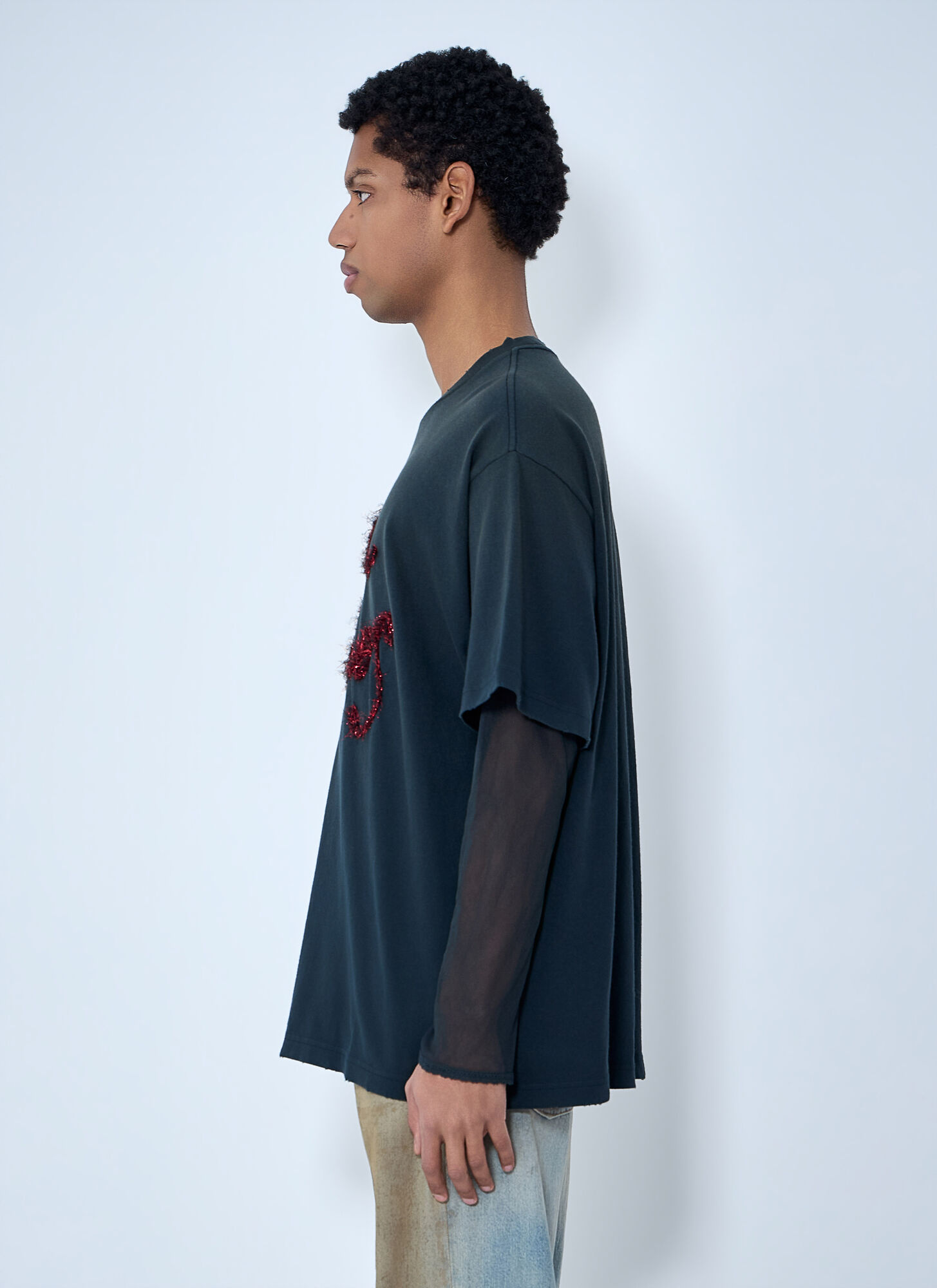  Acne Studios Acne Studios Layered Logo Embellished T-shirt -  T-shirts Grey M 
